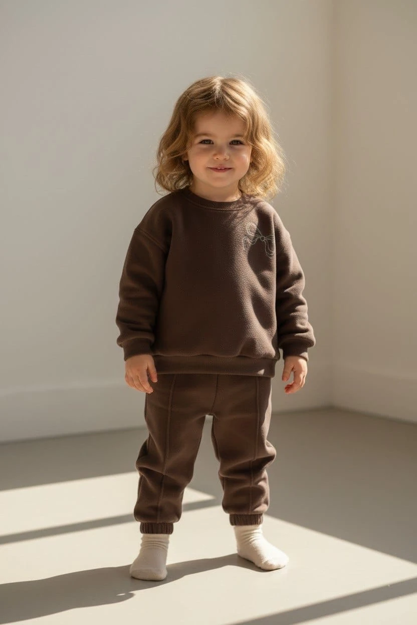 Kahverengi Fiyonk işlemeli Takım