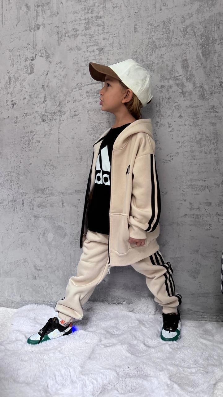 Krem Renkli Marka Baskılı 3lü Takım