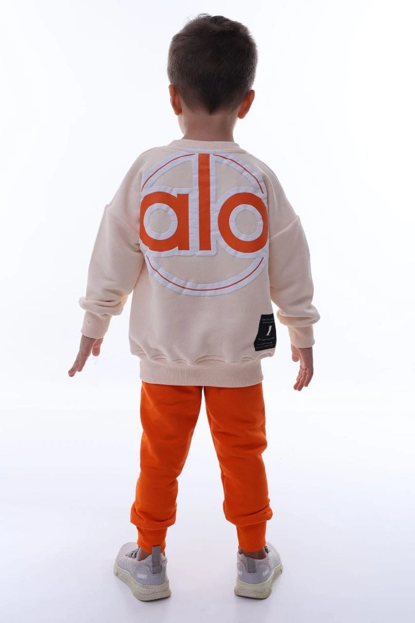 ALO Baskılı Krem - Turuncu Takım