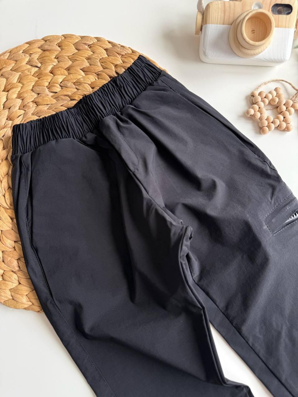 Siyah Paraşüt Kumaş Jogger Pantalon
