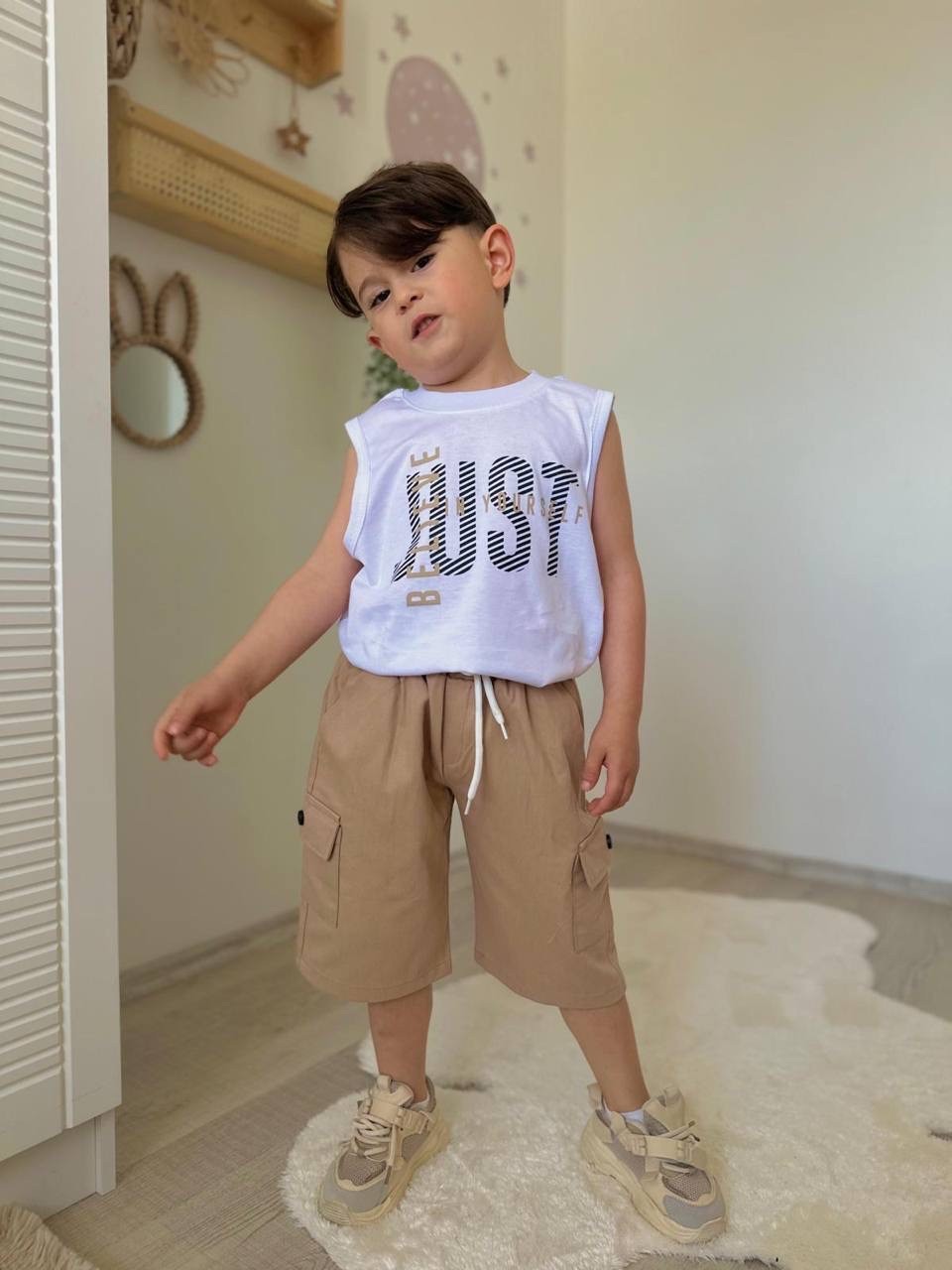 Krem 3lü Gabardin Takım