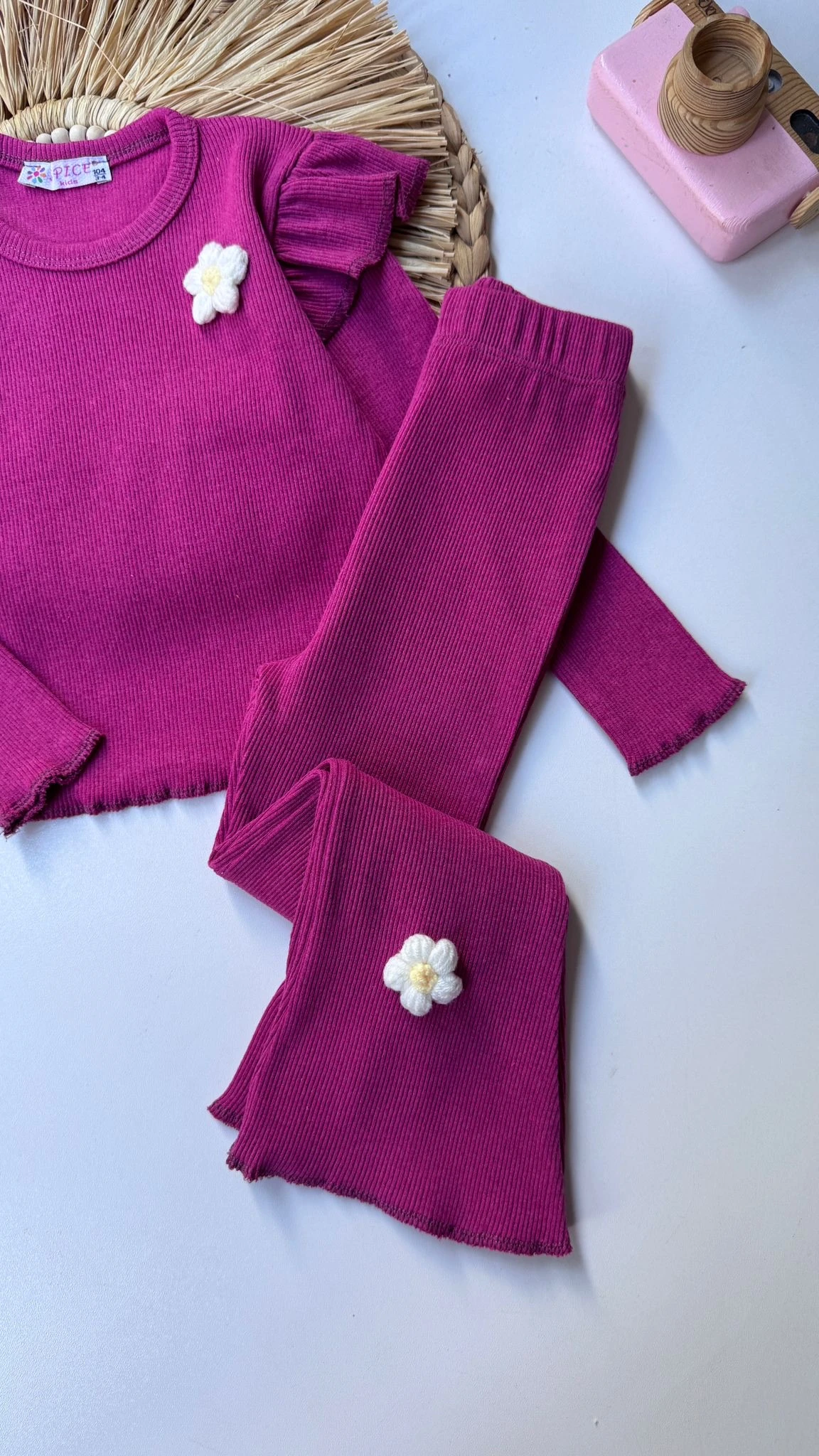 Mürdüm Kaşkorse Çiçek Motifli Takım