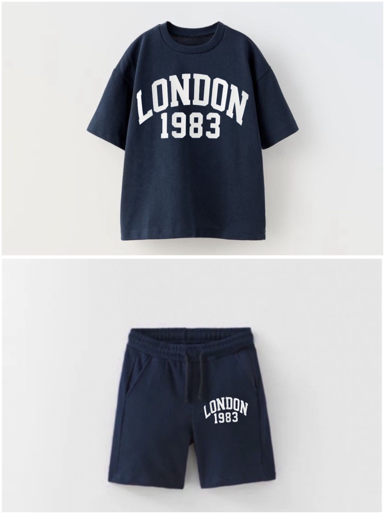 London Baskılı Lacivert Takım