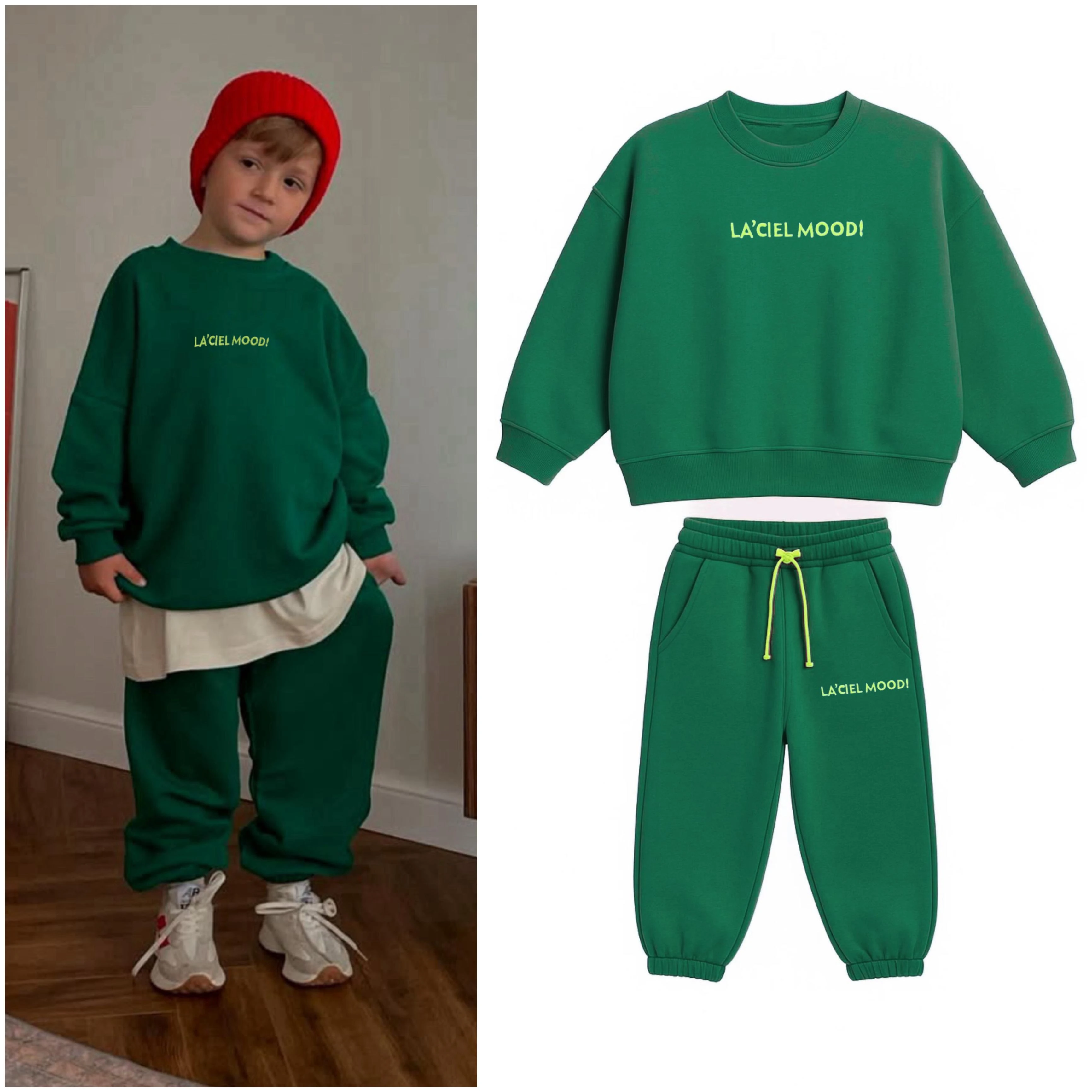 La’ciel Yeşil Baskılı Basic Takım  