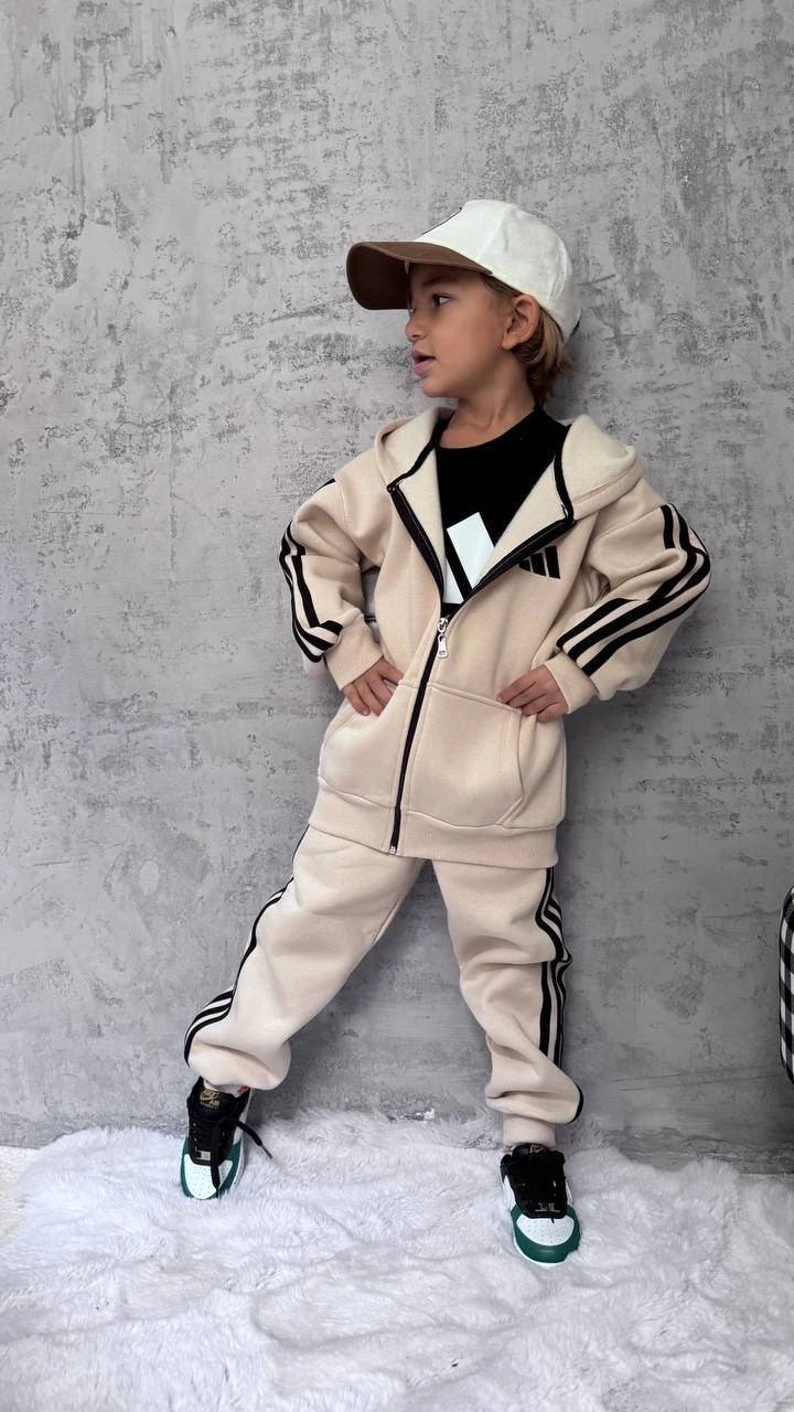 Krem Renkli Marka Baskılı 3lü Takım