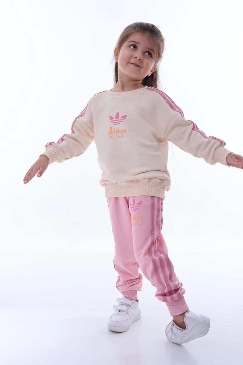 Krem - Pembe Marka Baskılı Takım