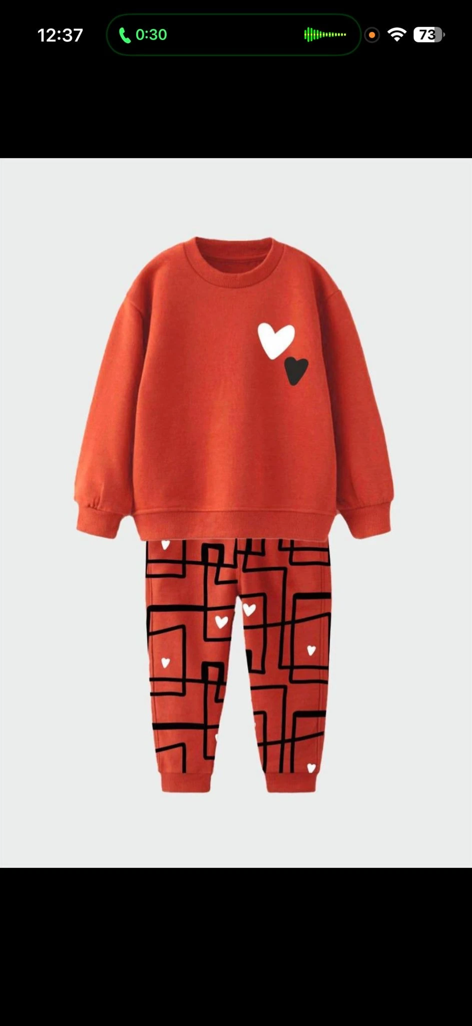 Kırmızı Kalp Baskılı Takım