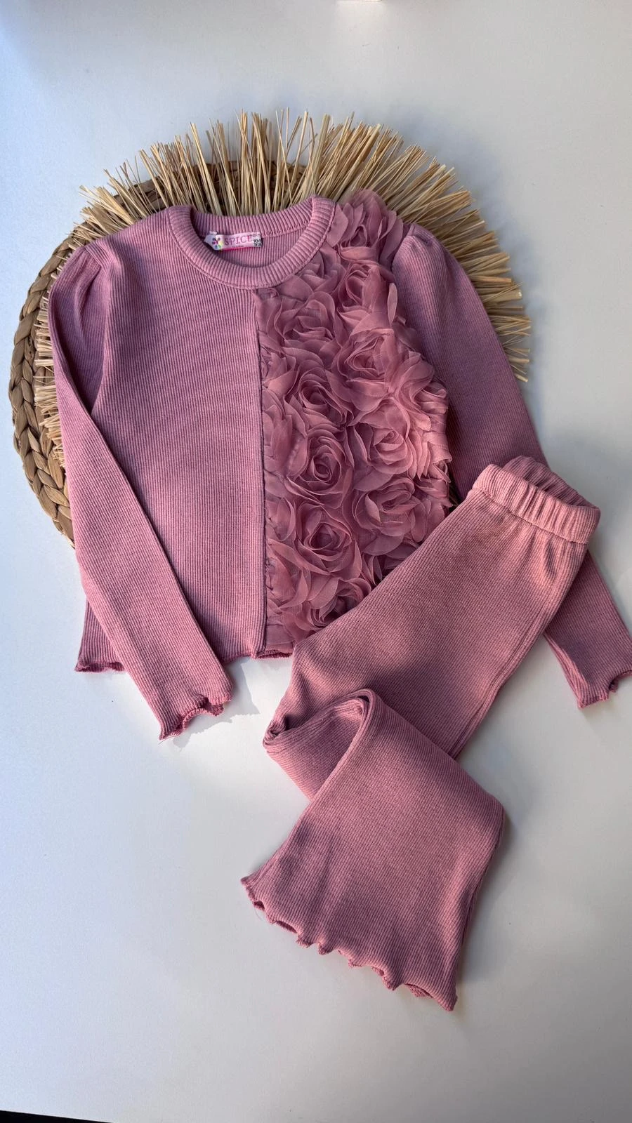 Gül Kurusu Çiçekli Kaş Korse Takım