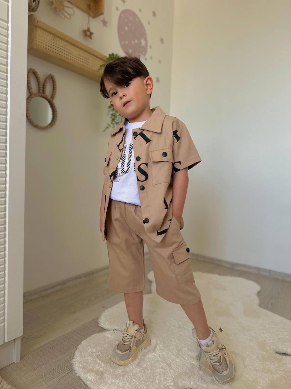 Krem 3lü Gabardin Takım