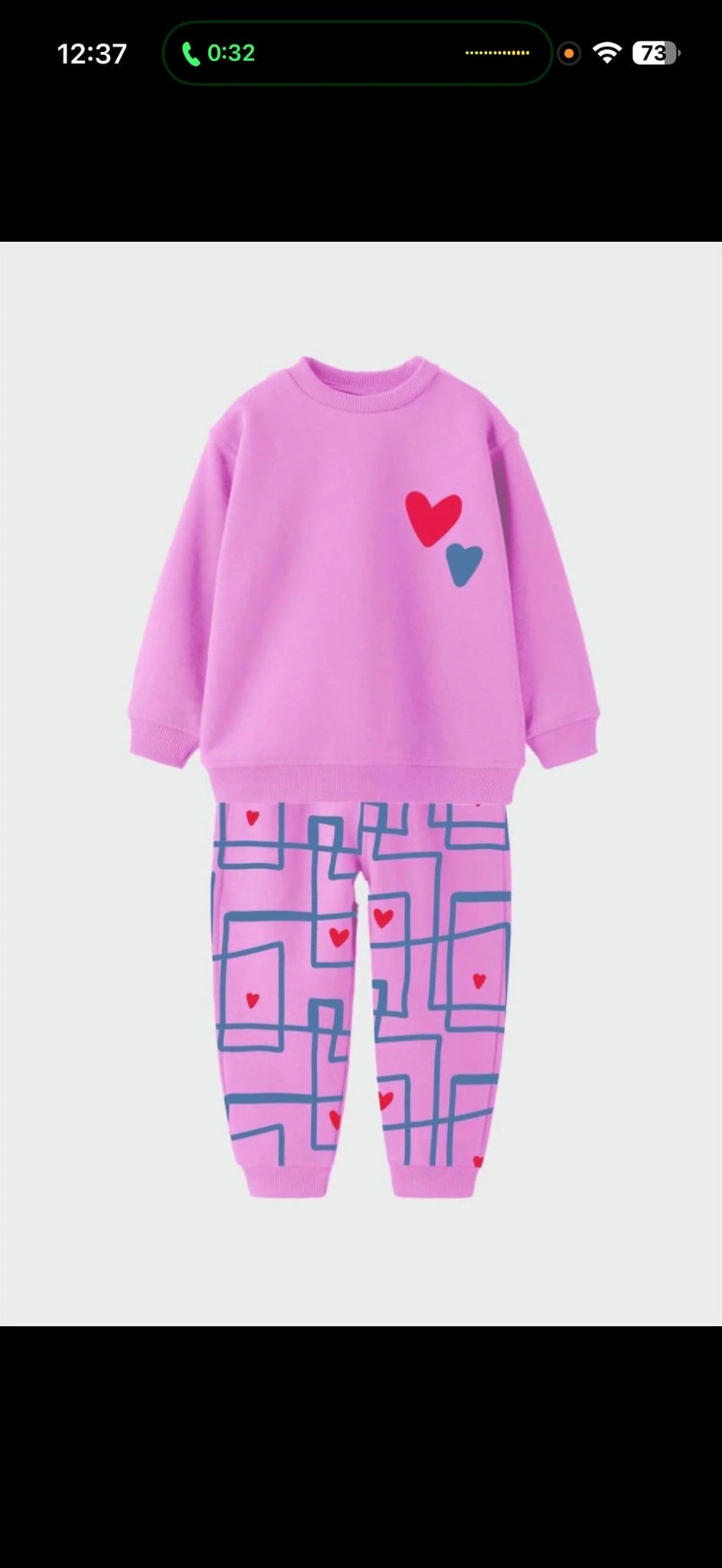 Pembe Kalp Baskılı Takım