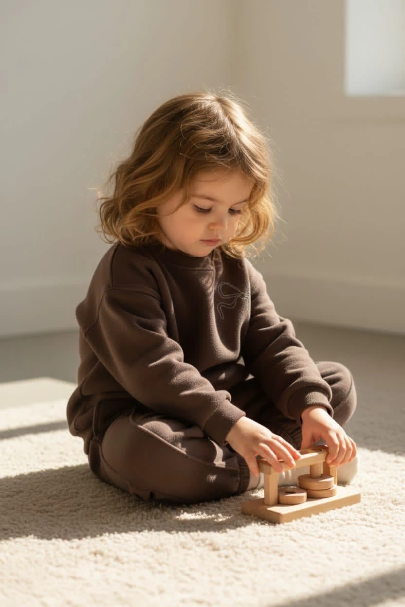 Kahverengi Fiyonk işlemeli Takım