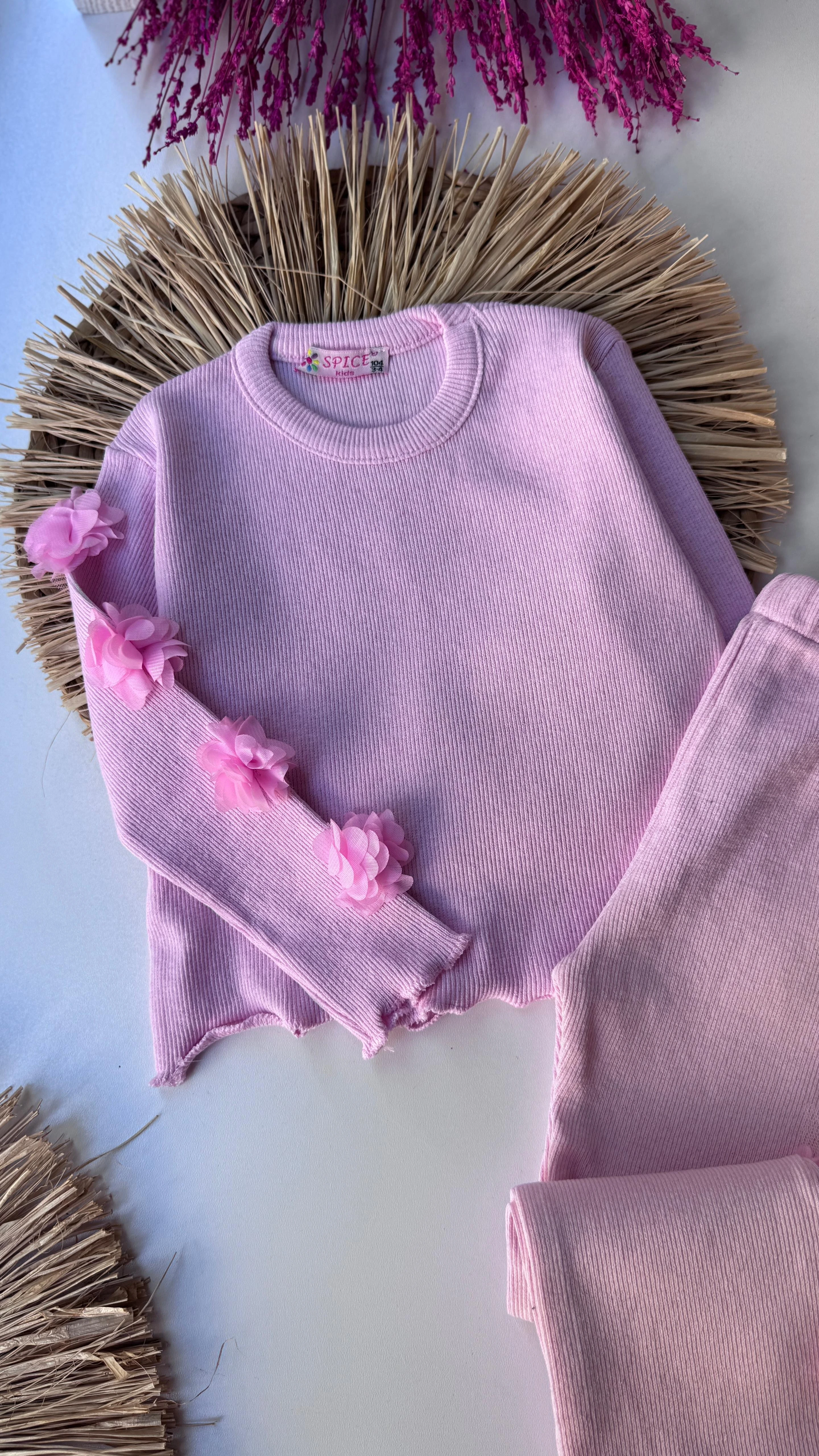 Pembe Çiçekli Kaşkorse Takım