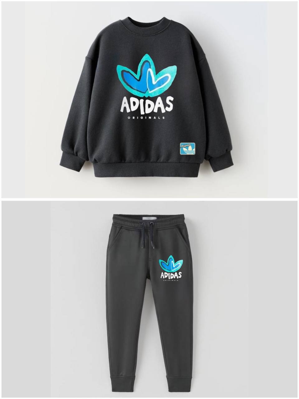 Gri Adidas  Baskılı Takım