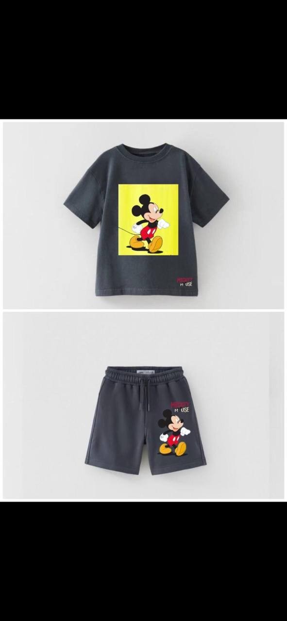 Gri Mickey Sarı Baskılı Takım