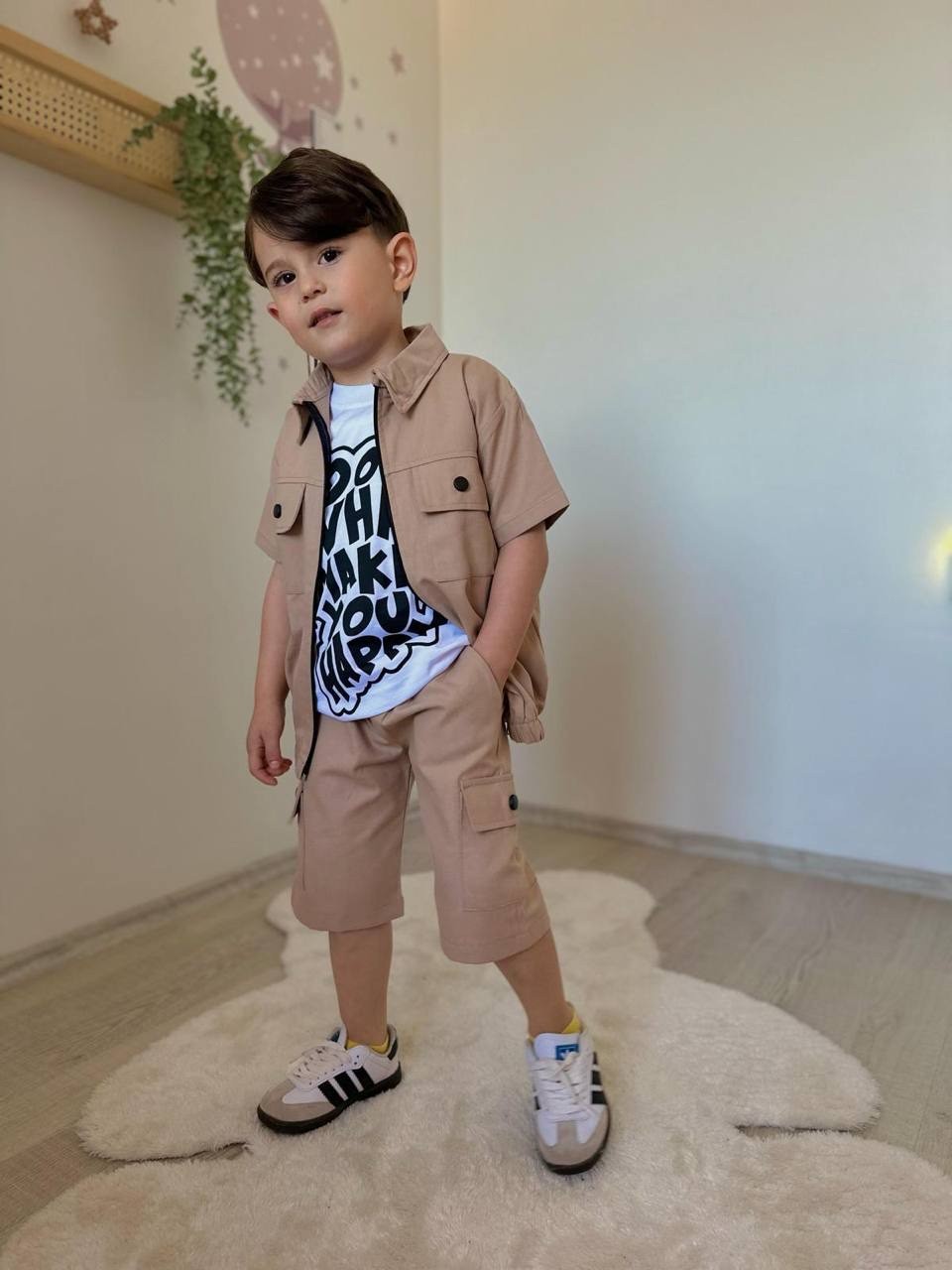 Krem 3lü Gabardin Takım 