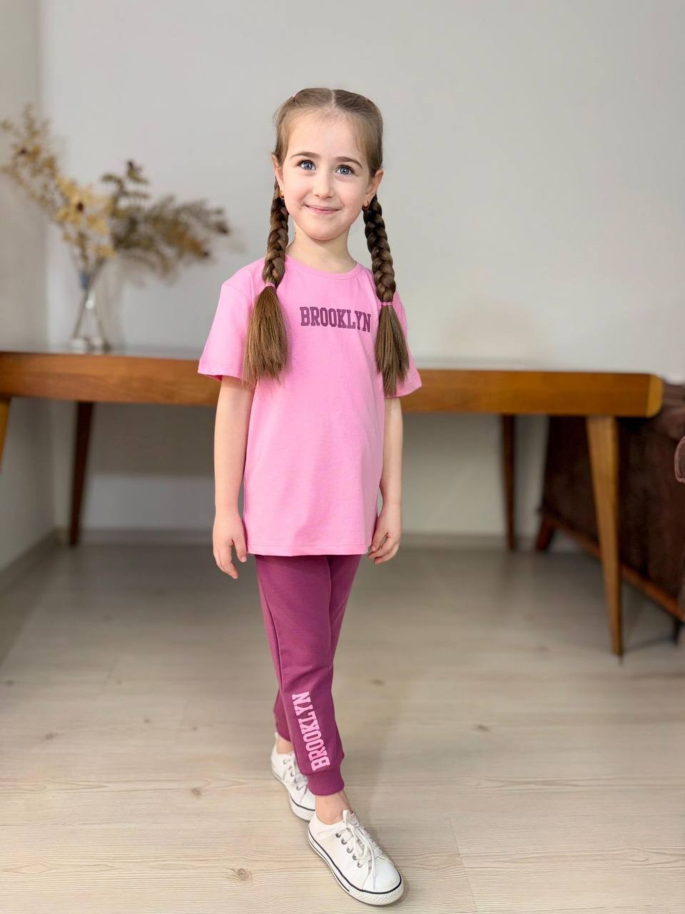 Brooklyn Baskılı Mürdüm Baskılı Takım