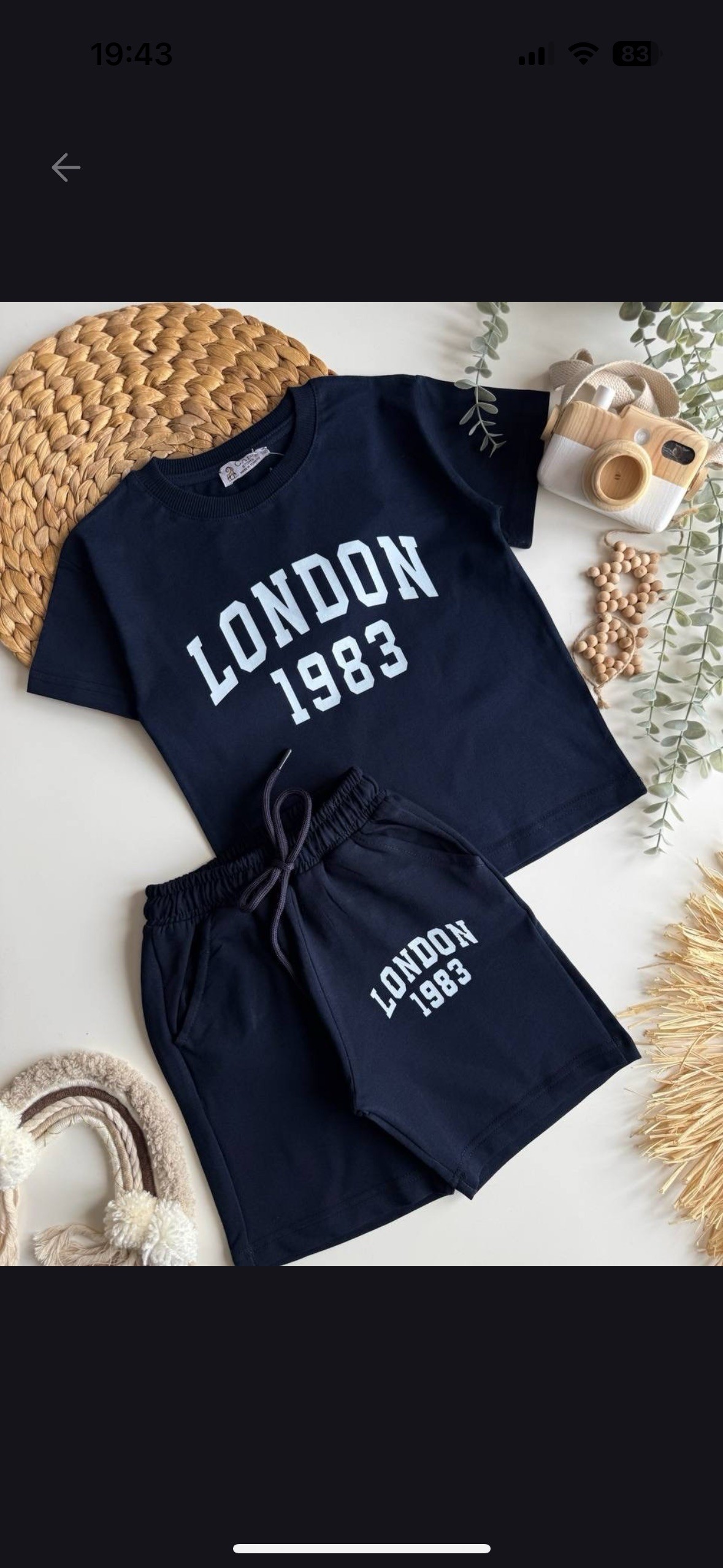 London Baskılı Lacivert Takım