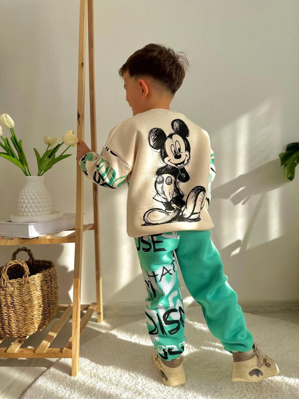 Mint Krem Mickey Baskılı Takım