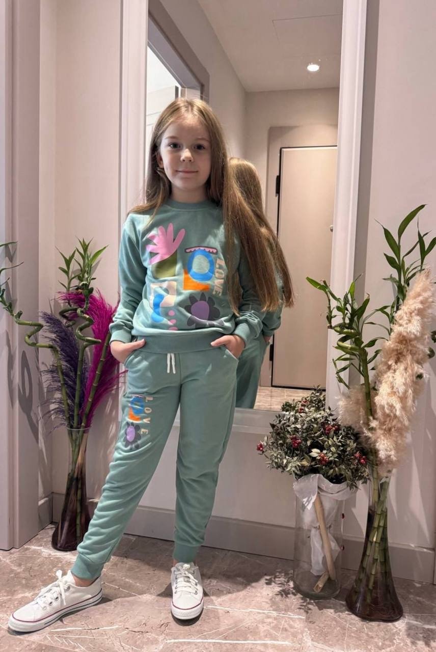 Mint Renkli Love Baskılı Takım 