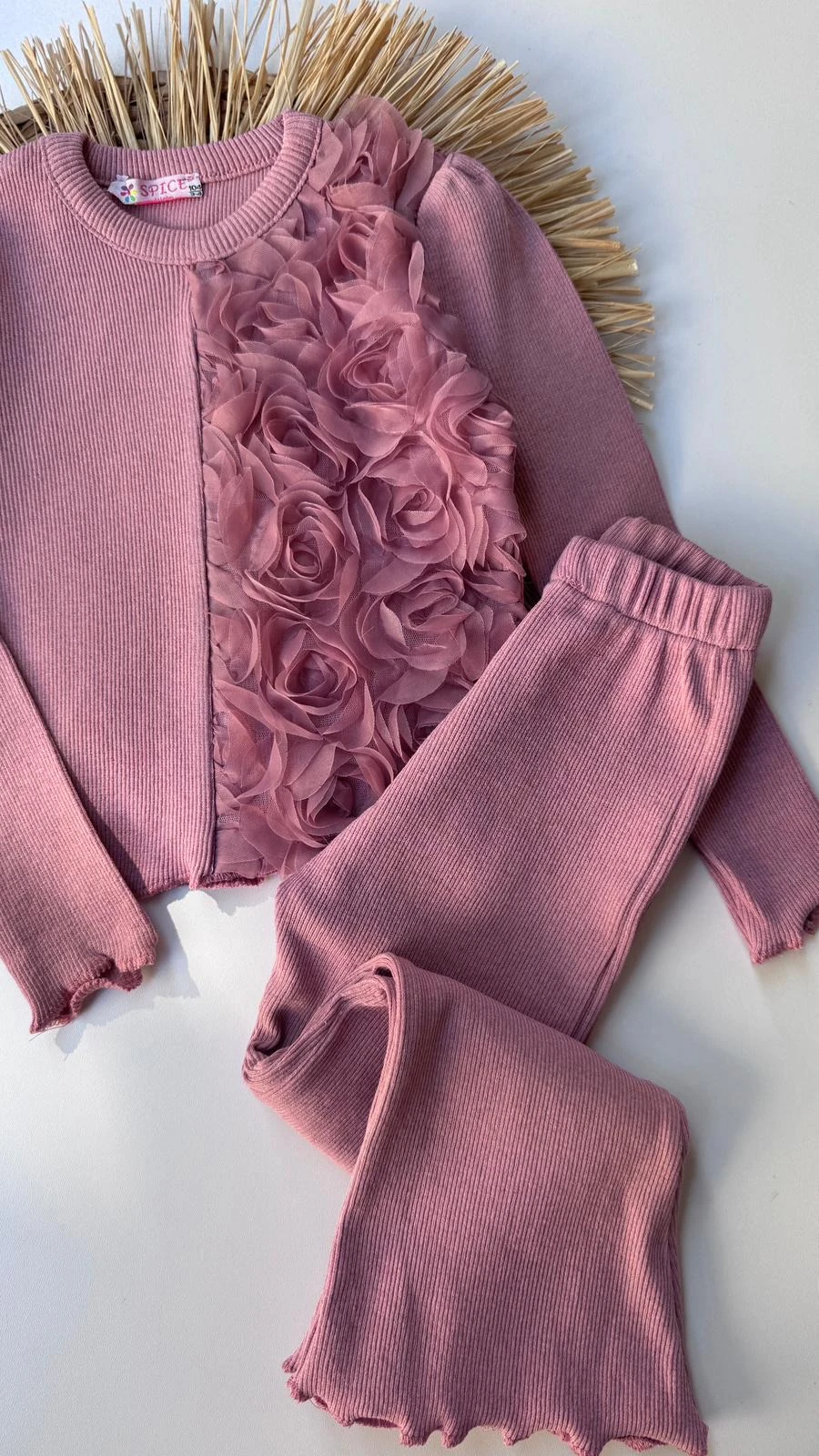 Gül Kurusu Çiçekli Kaş Korse Takım