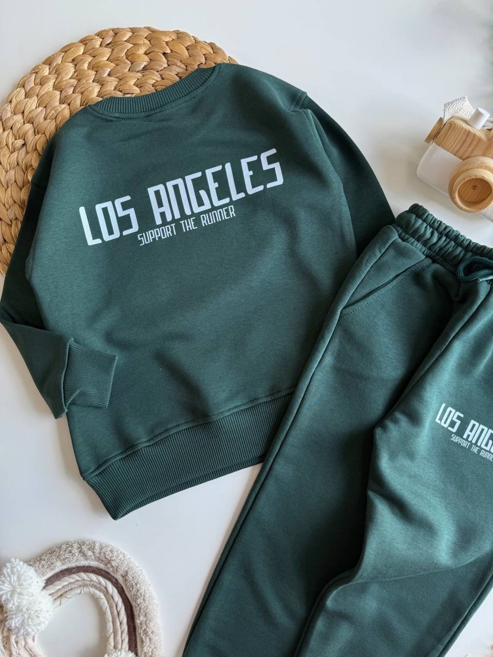 Los Angeles Baskılı Zümrüt Renkli Takım
