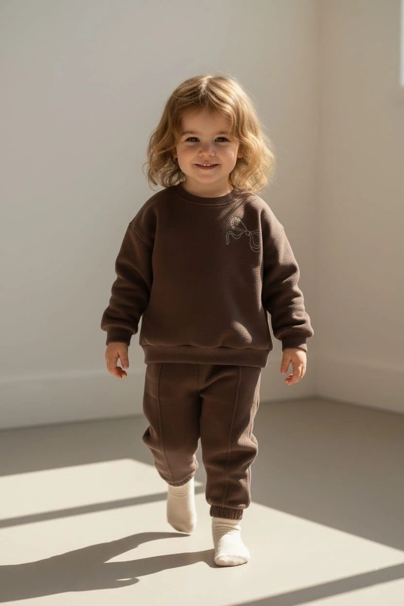 Kahverengi Fiyonk işlemeli Takım