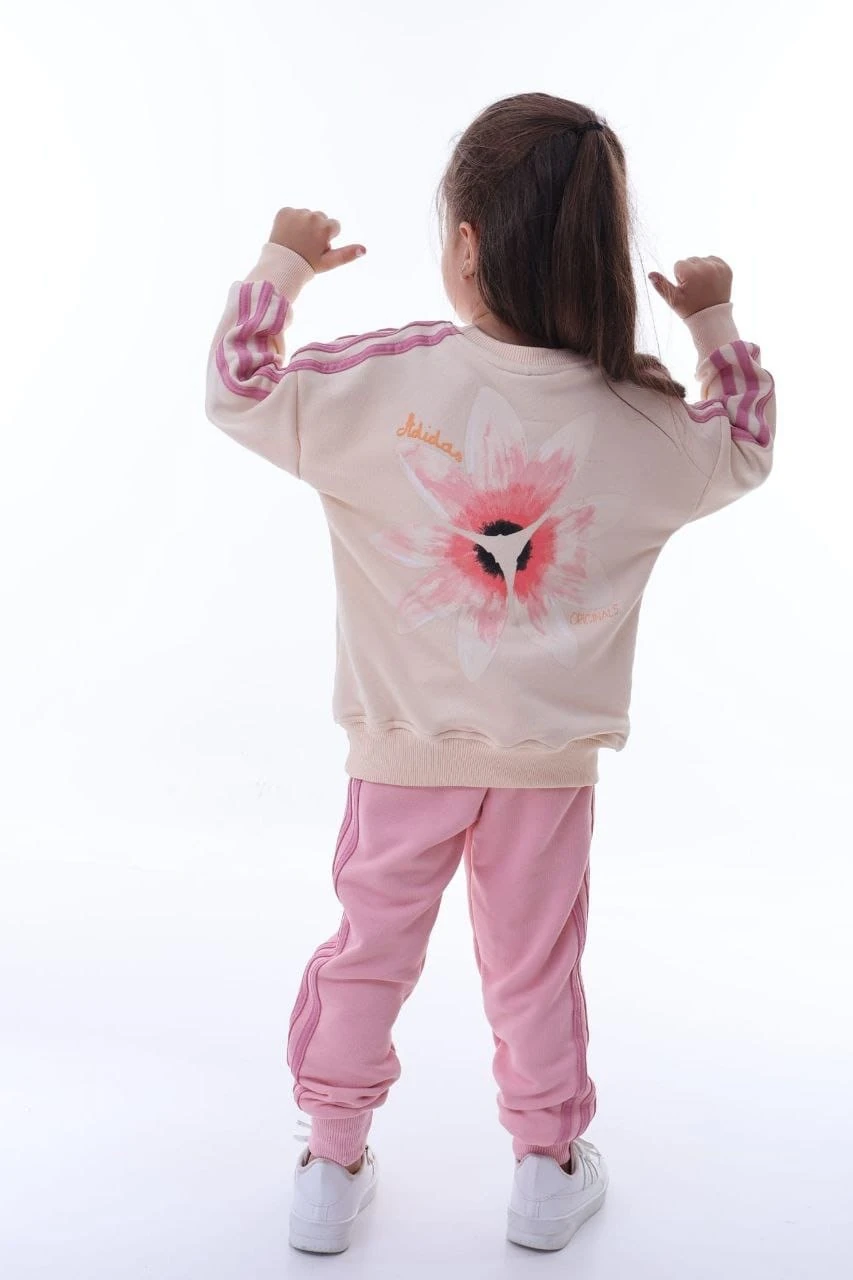 Krem - Pembe Marka Baskılı Takım