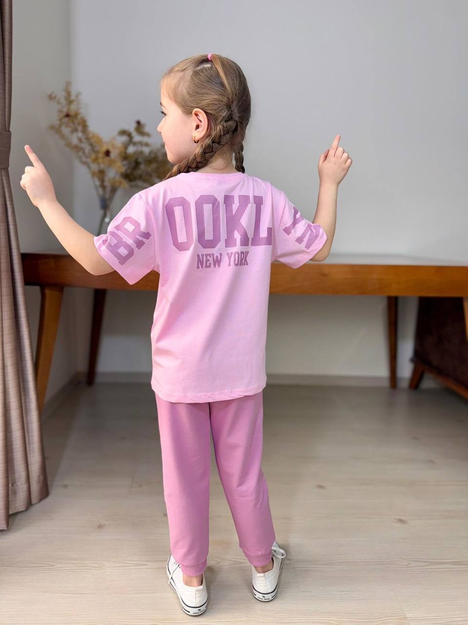 Brooklyn Baskılı Pembe Takım