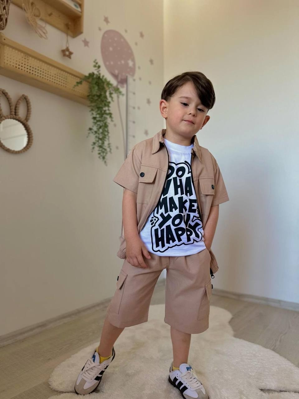 Krem 3lü Gabardin Takım 