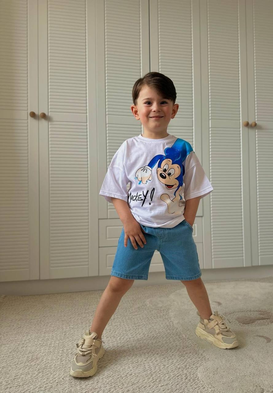 Mickey Baskılı Şortlu Takım