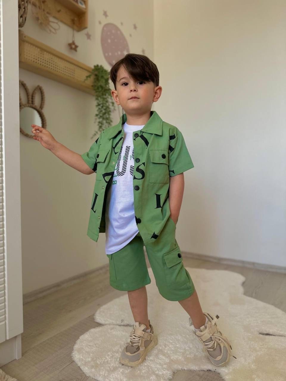 Yeşil 3lü Gabardin Takım