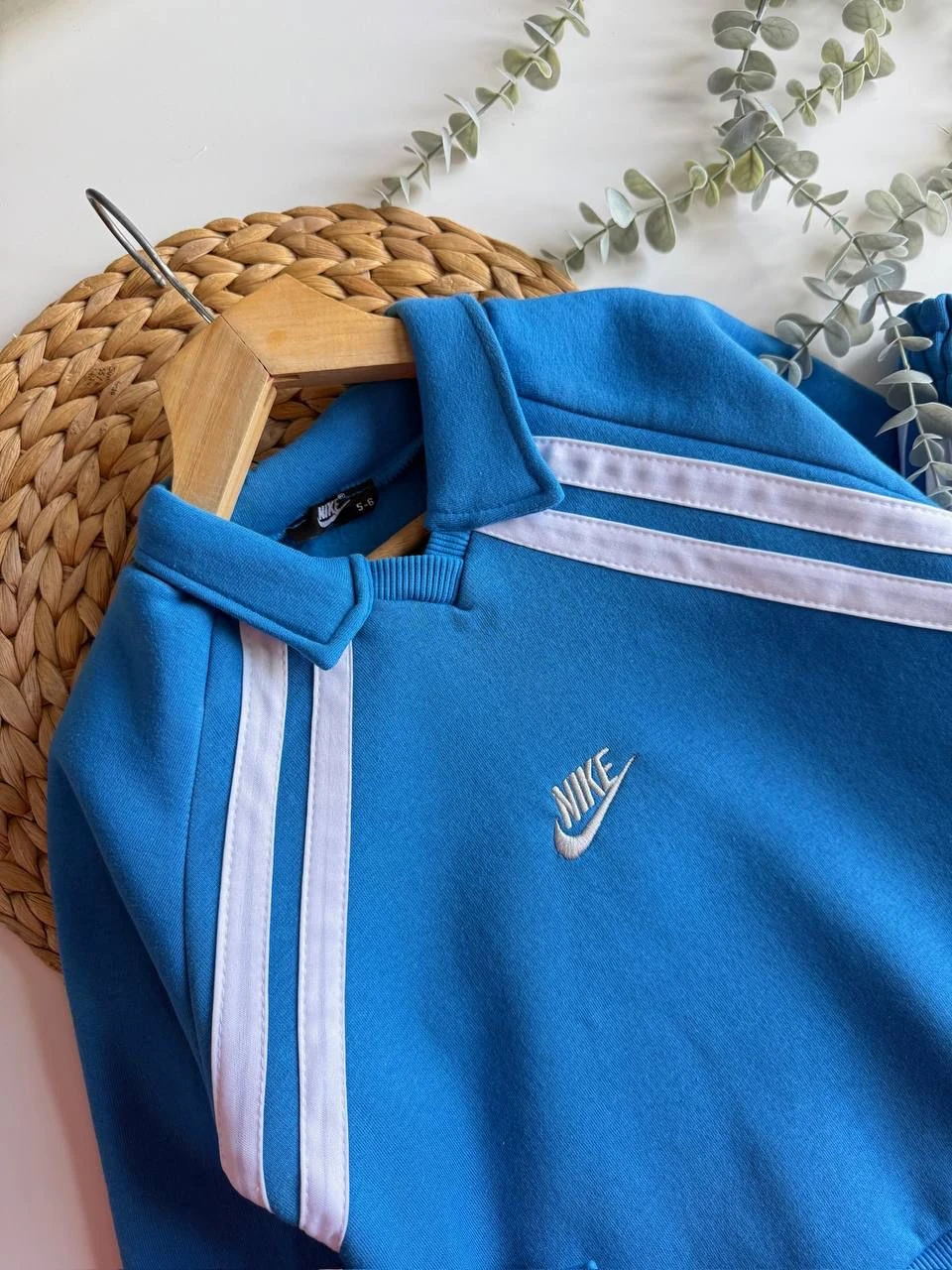 Mavi Baskılı Şeritli Takım