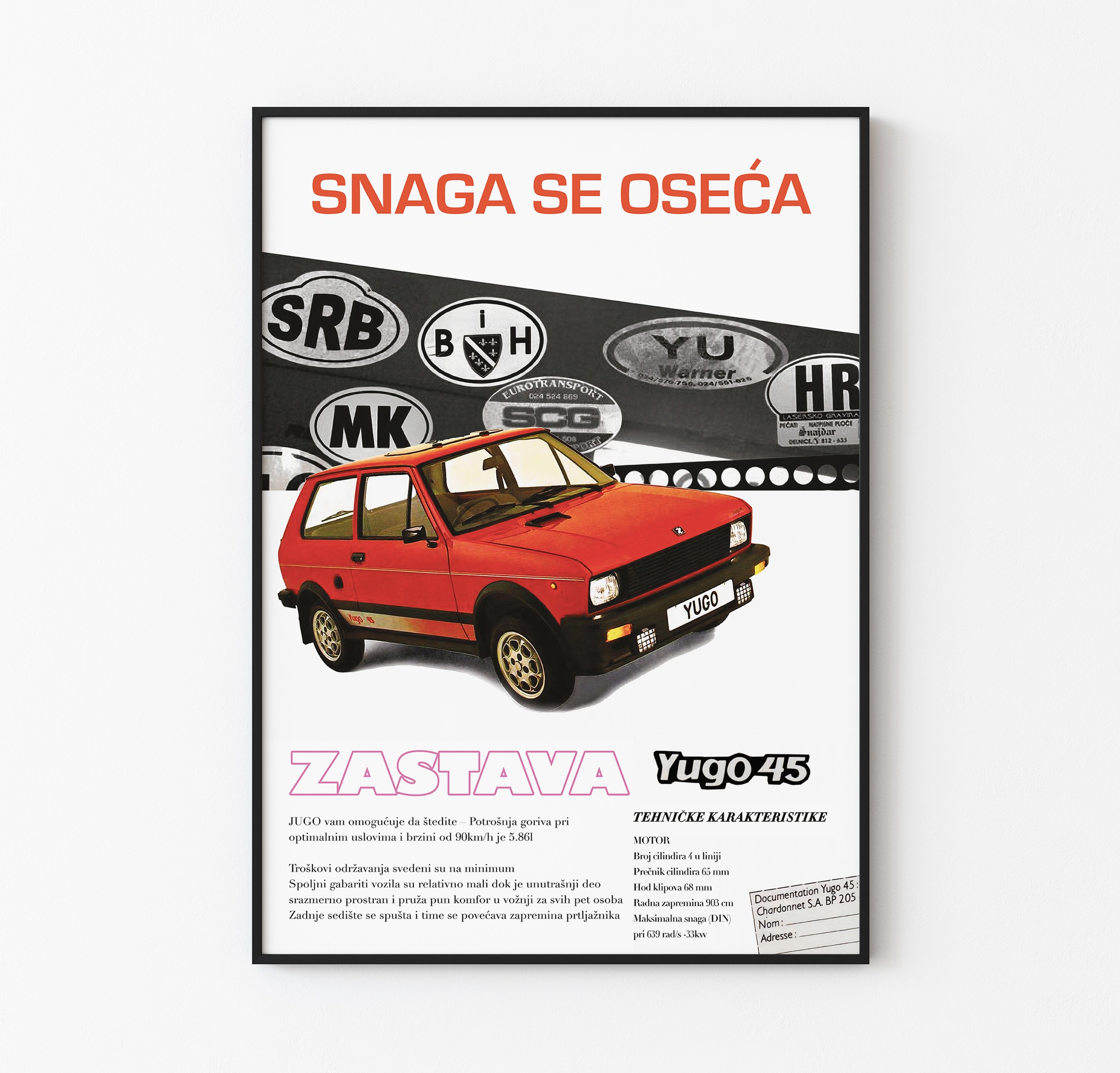 Yugo Zastava / Yugoslavya Araba Reklamı Afişi - Yugonostalji / Balkan image