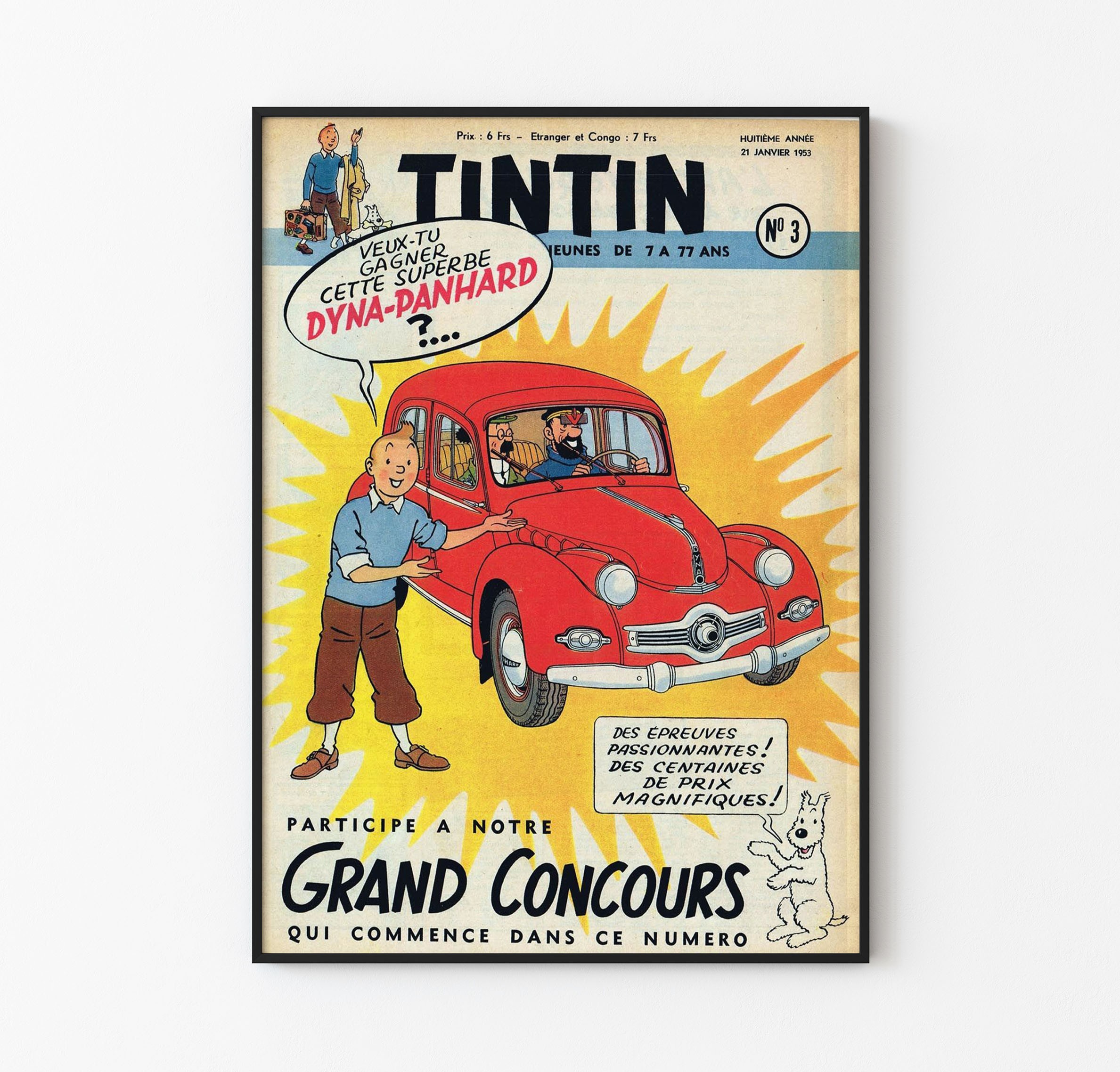 Tenten - Gran Concurso Tintin 1953 - Dyna Panhard | Vintage Reklam Afişi image