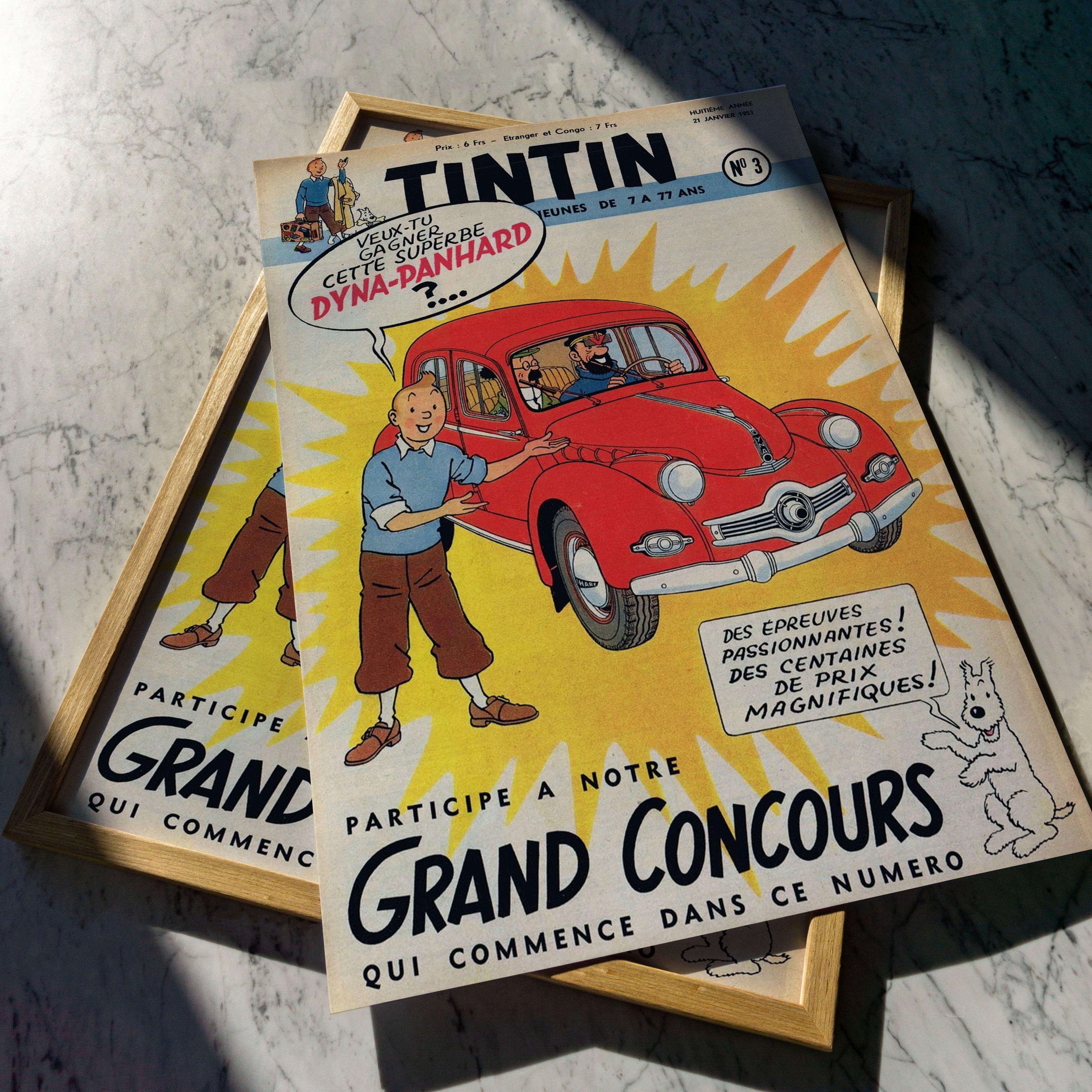 Tenten - Gran Concurso Tintin 1953 - Dyna Panhard | Vintage Reklam Afişi