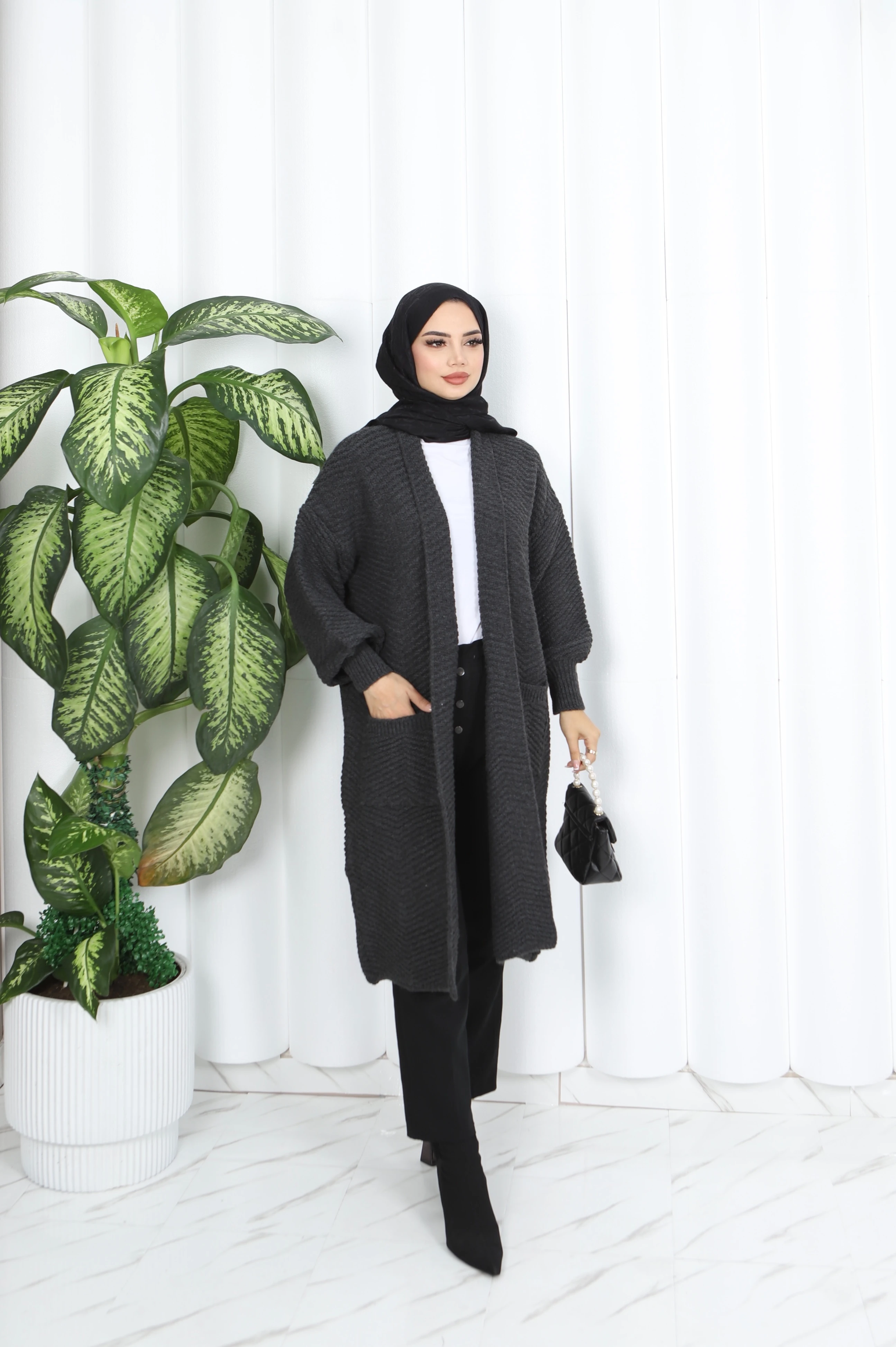 Çapraz Örgülü Kalın Hırka