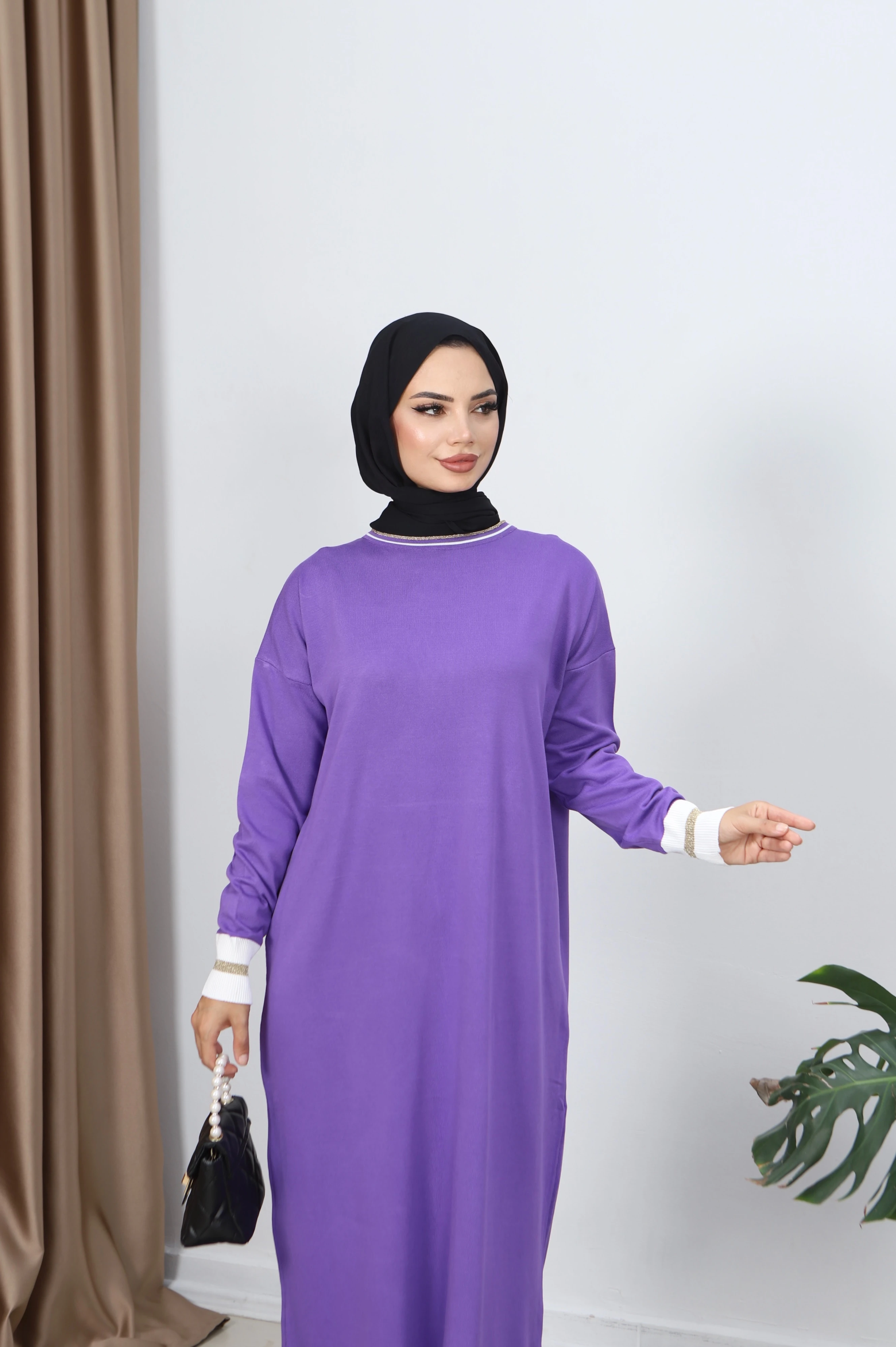 Sim Detaylı Merserize Elbise