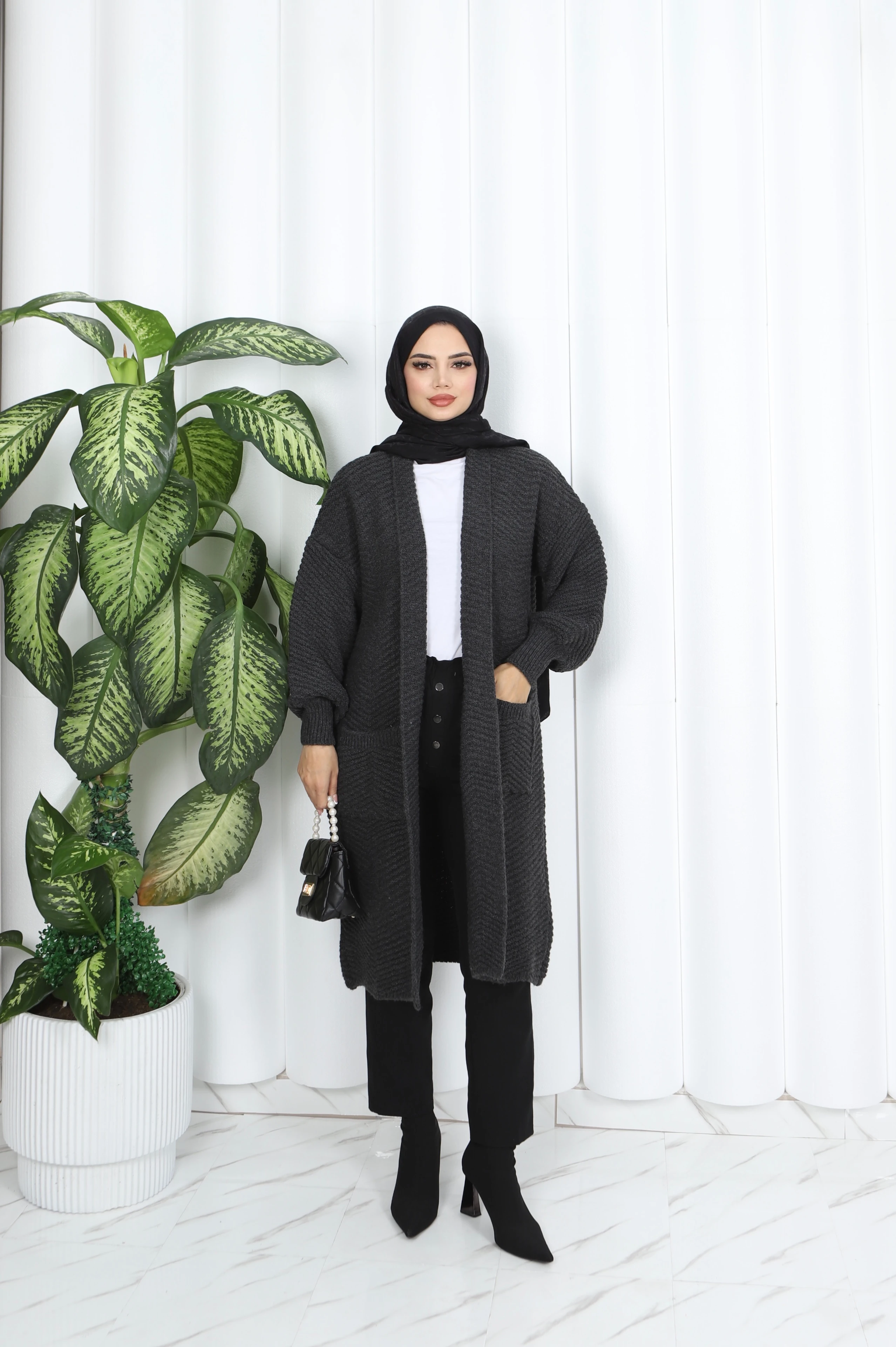 Çapraz Örgülü Kalın Hırka