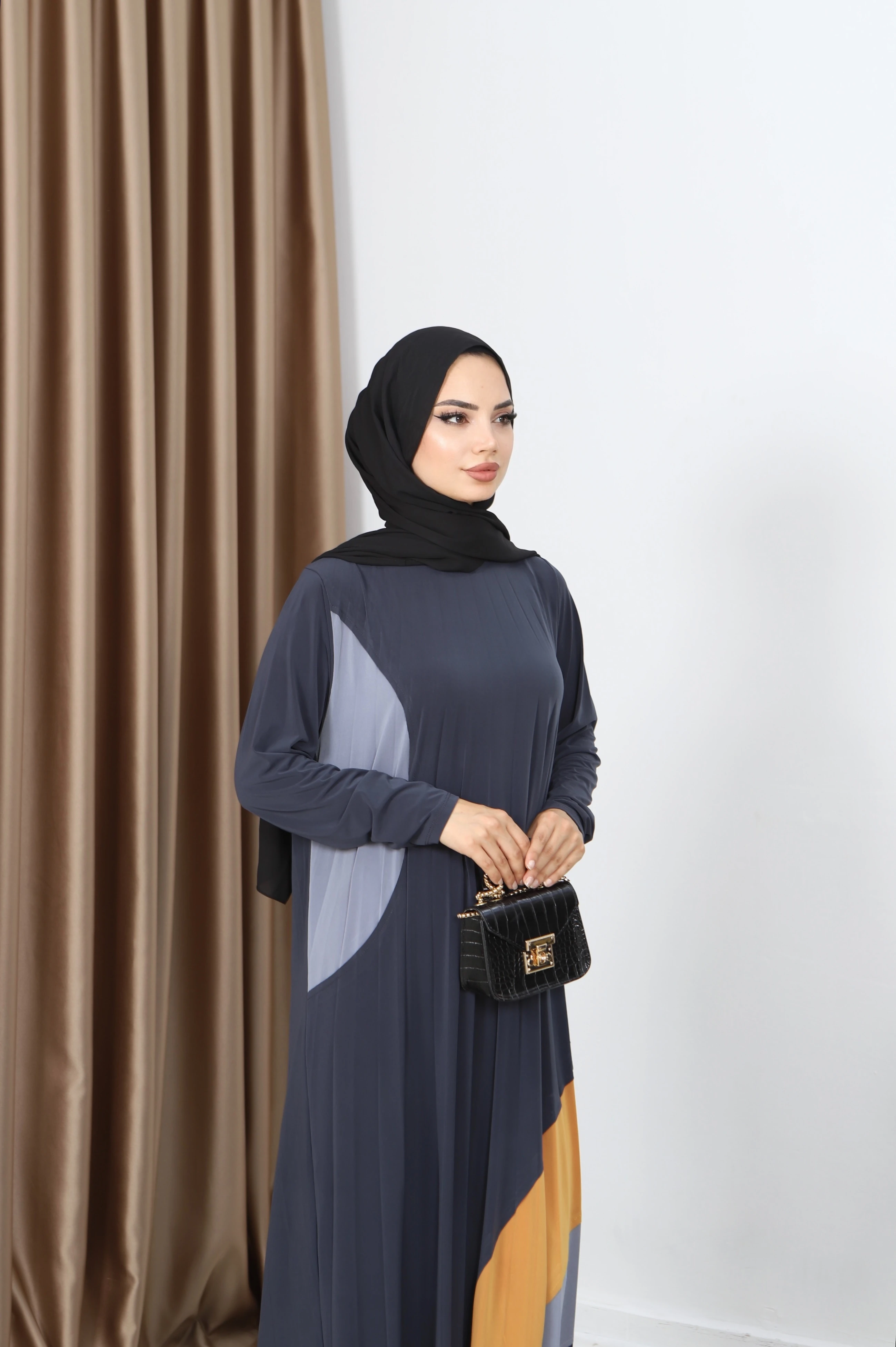 GÖKKUŞAĞI DESENLİ SANDY ELBİSE