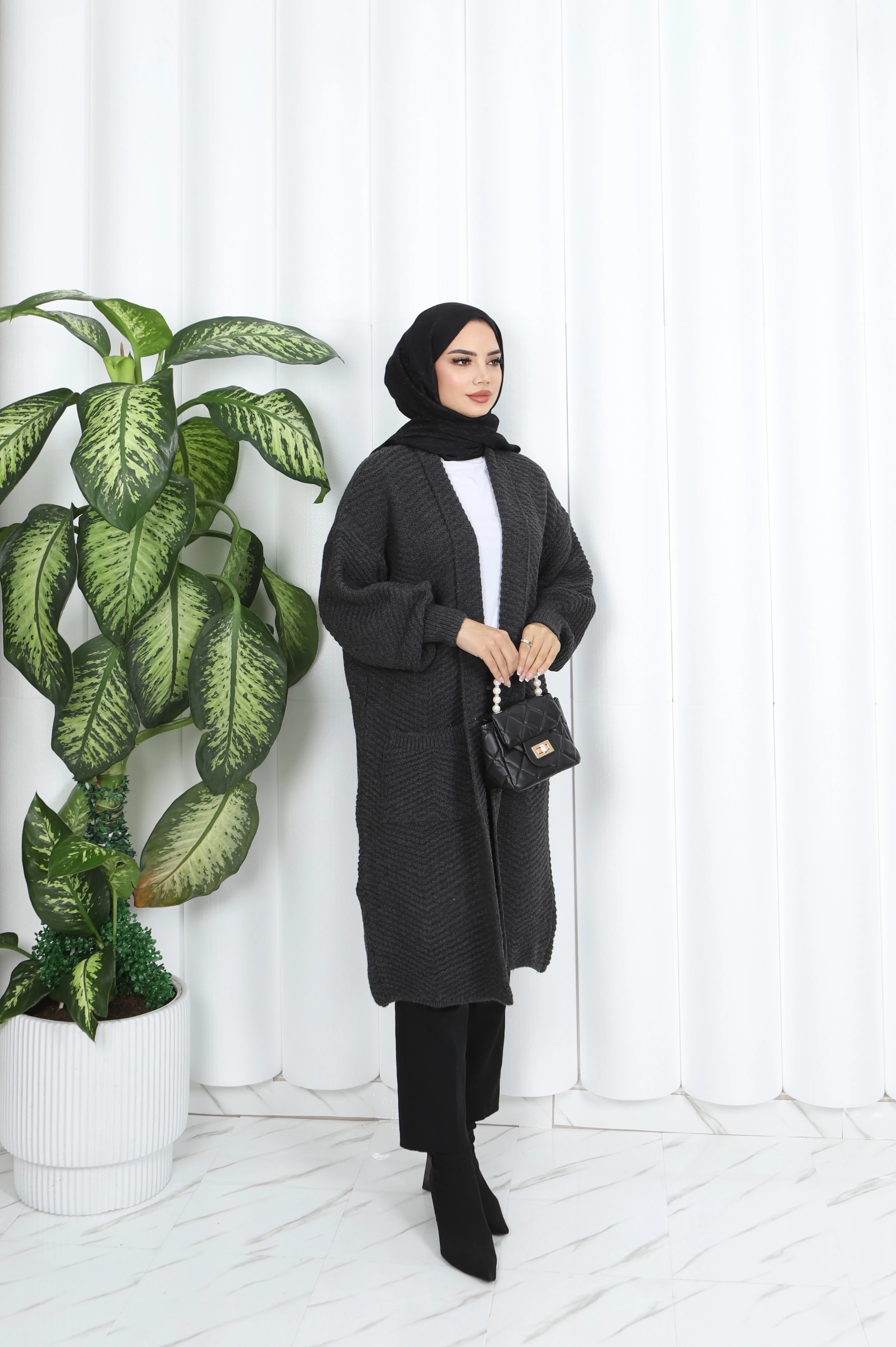 Çapraz Örgülü Kalın Hırka