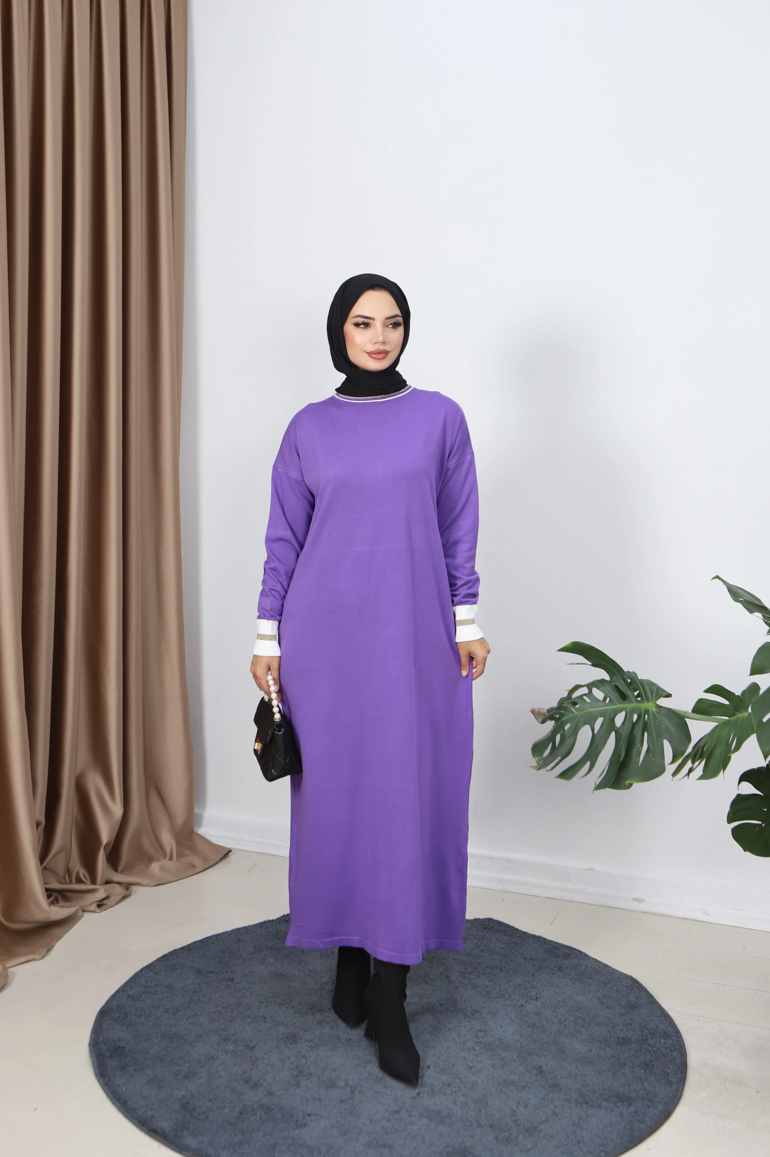 Sim Detaylı Merserize Elbise