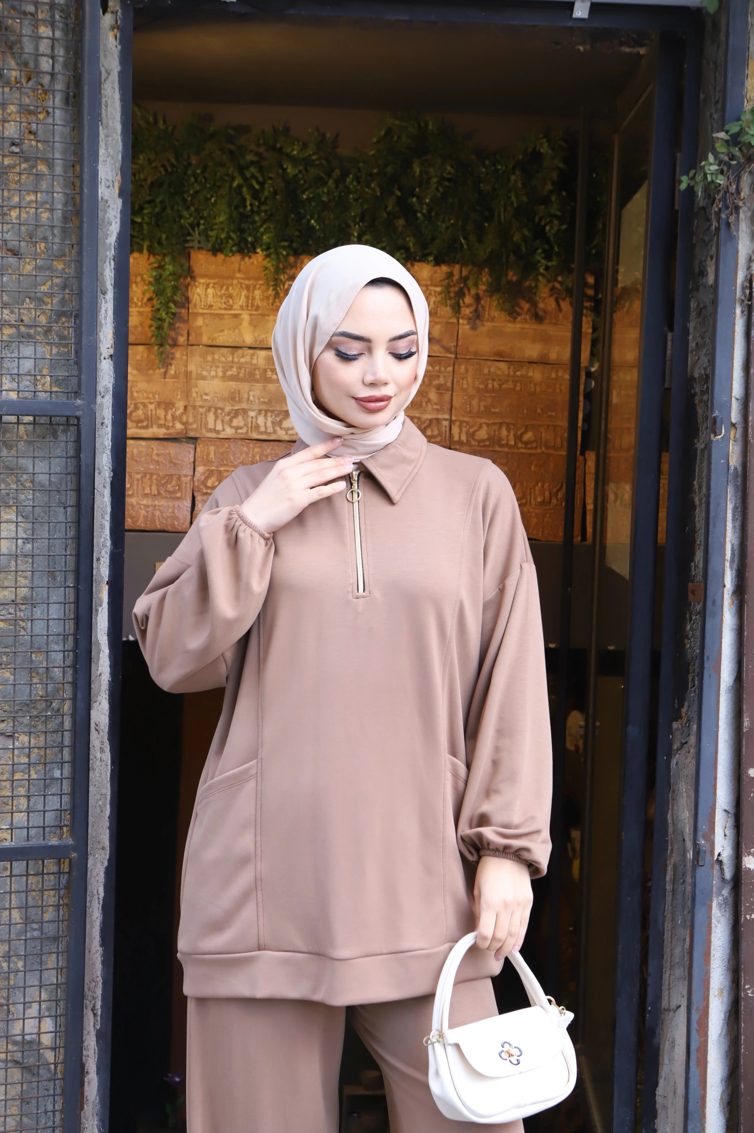 Yarım Fermuarlı Cepli Modal Takım