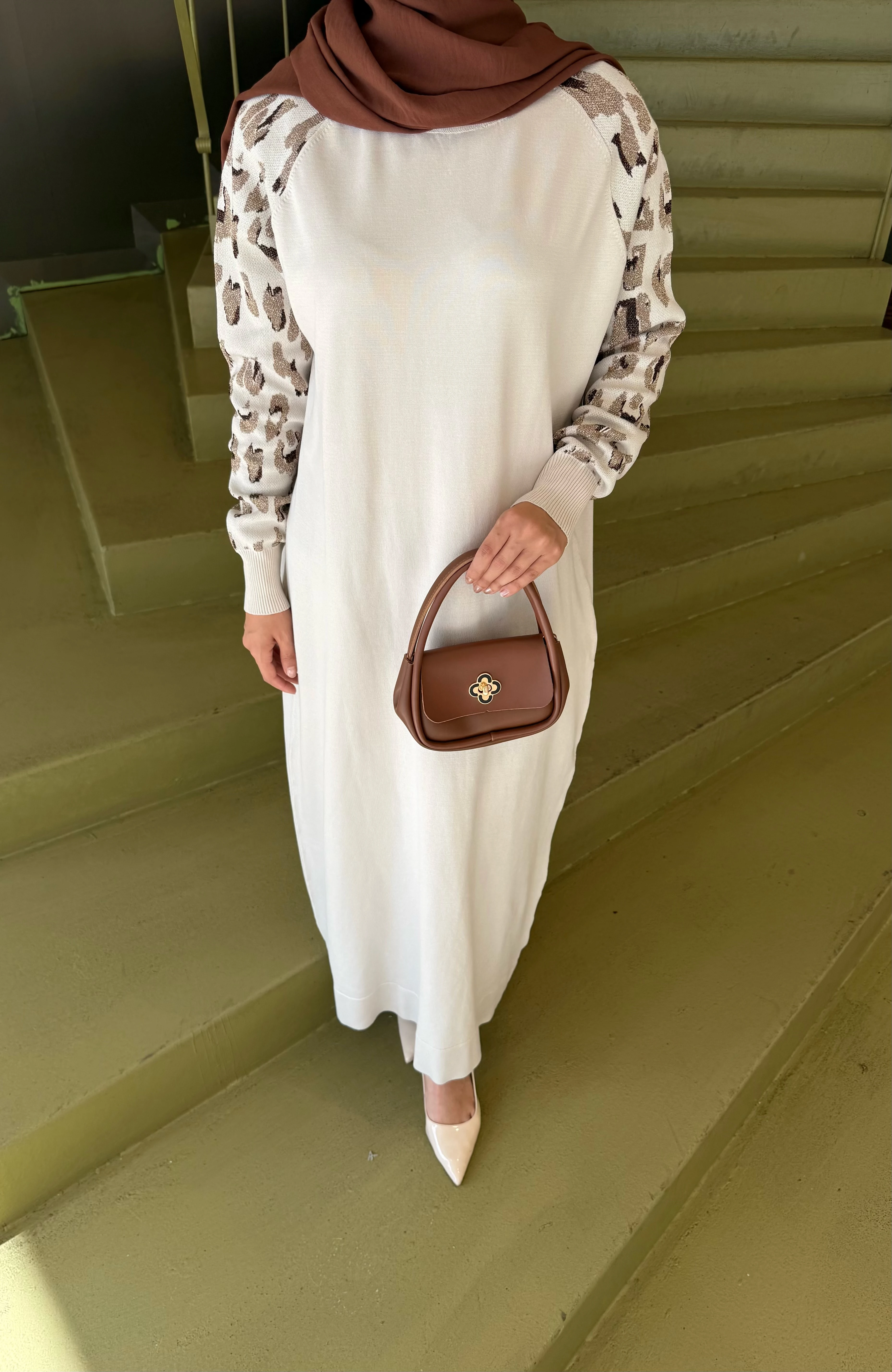 Leopar Desenli Merserize Elbise