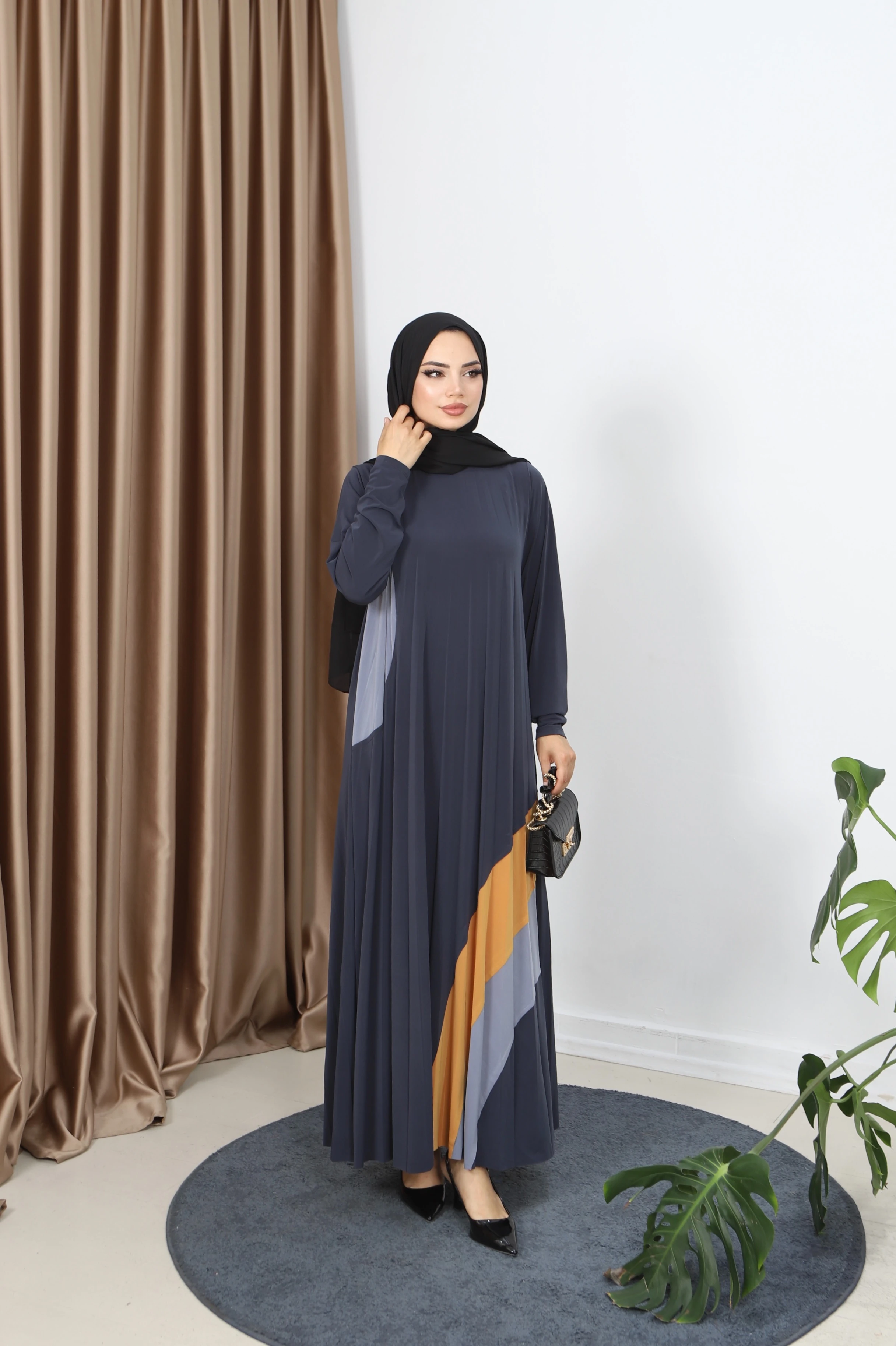 GÖKKUŞAĞI DESENLİ SANDY ELBİSE