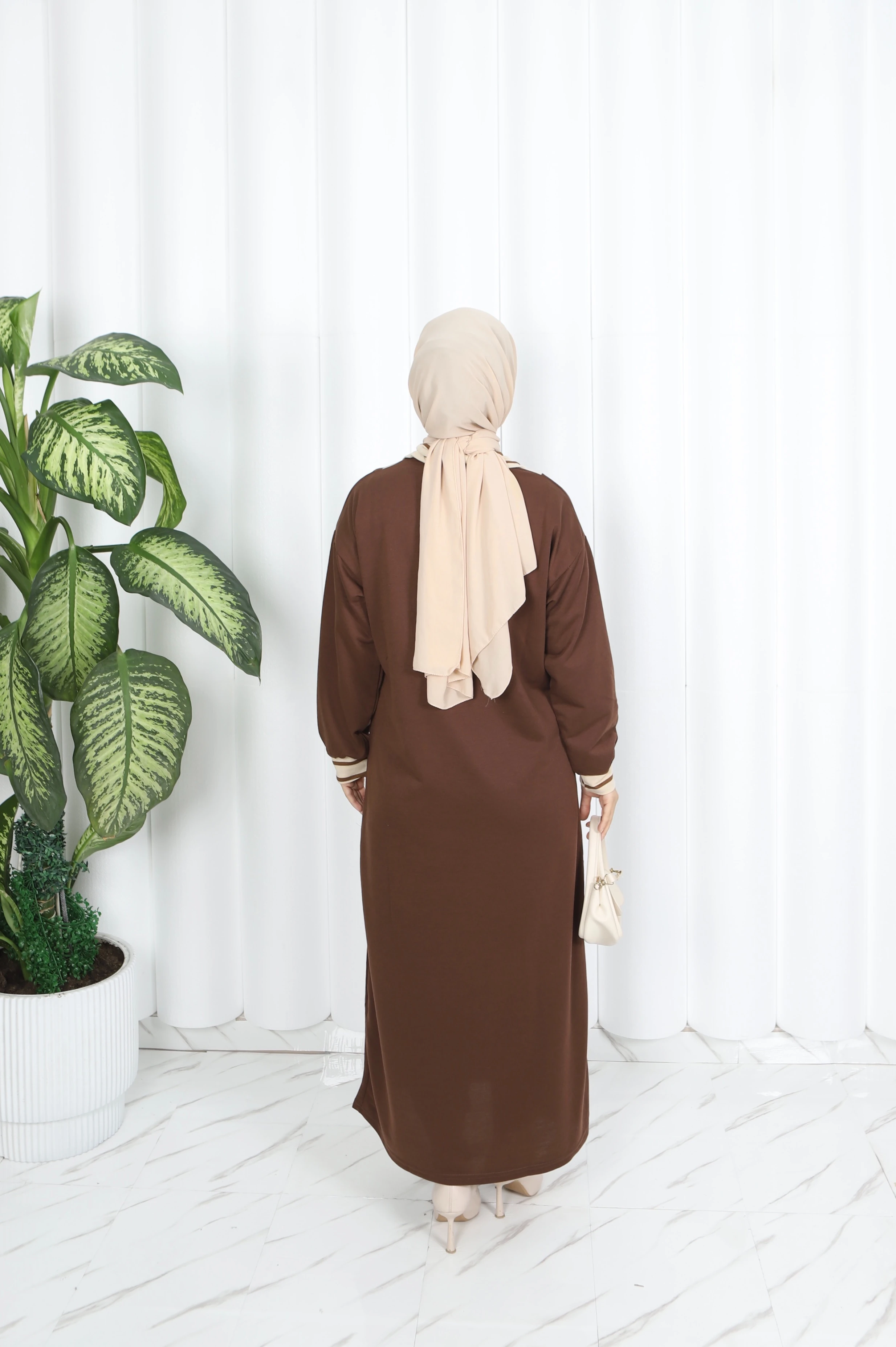 Çizgili Fermuarlı İki İp Elbise