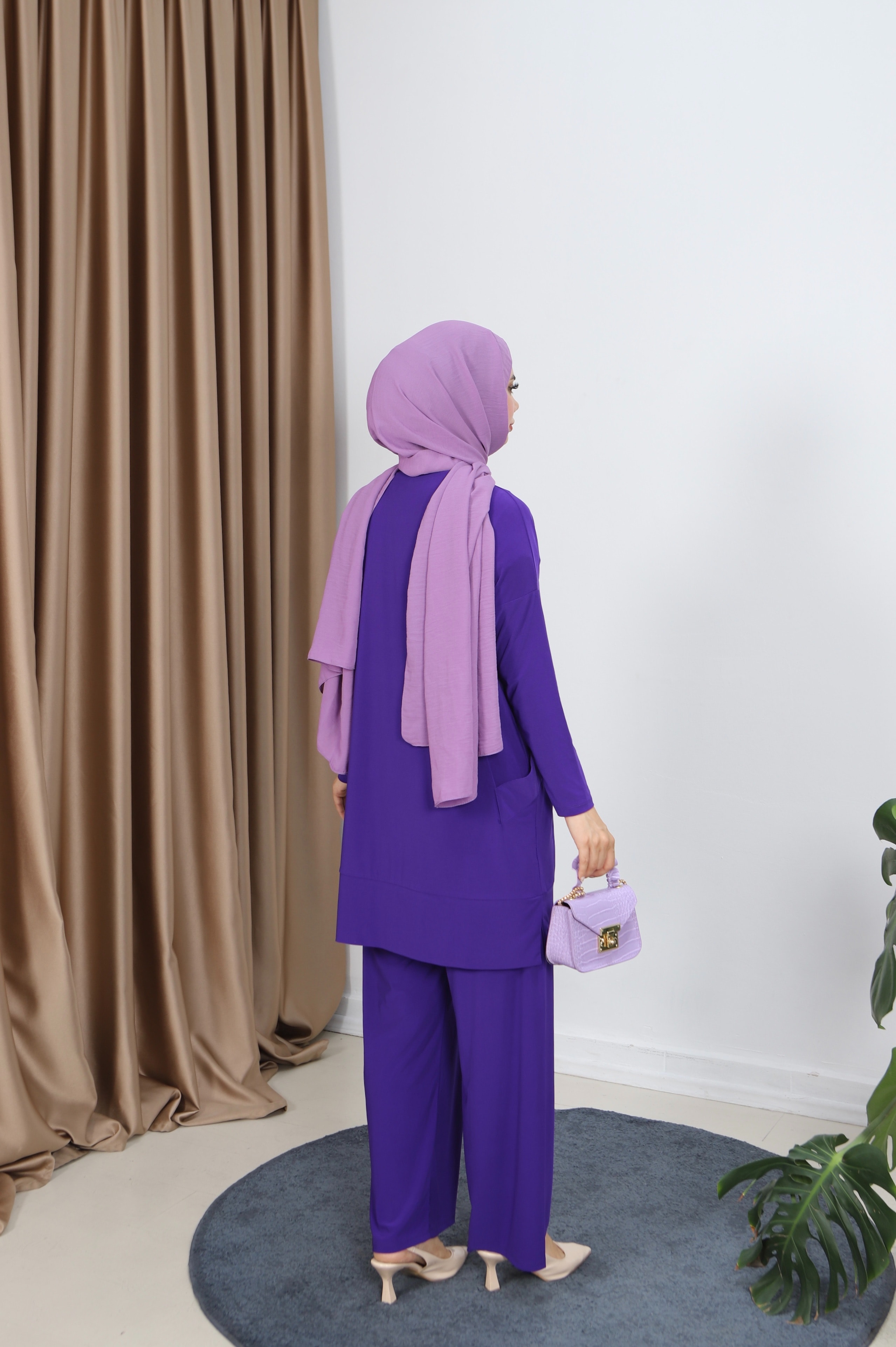 Yanları Cepli Sandy Pantolonlu Takım