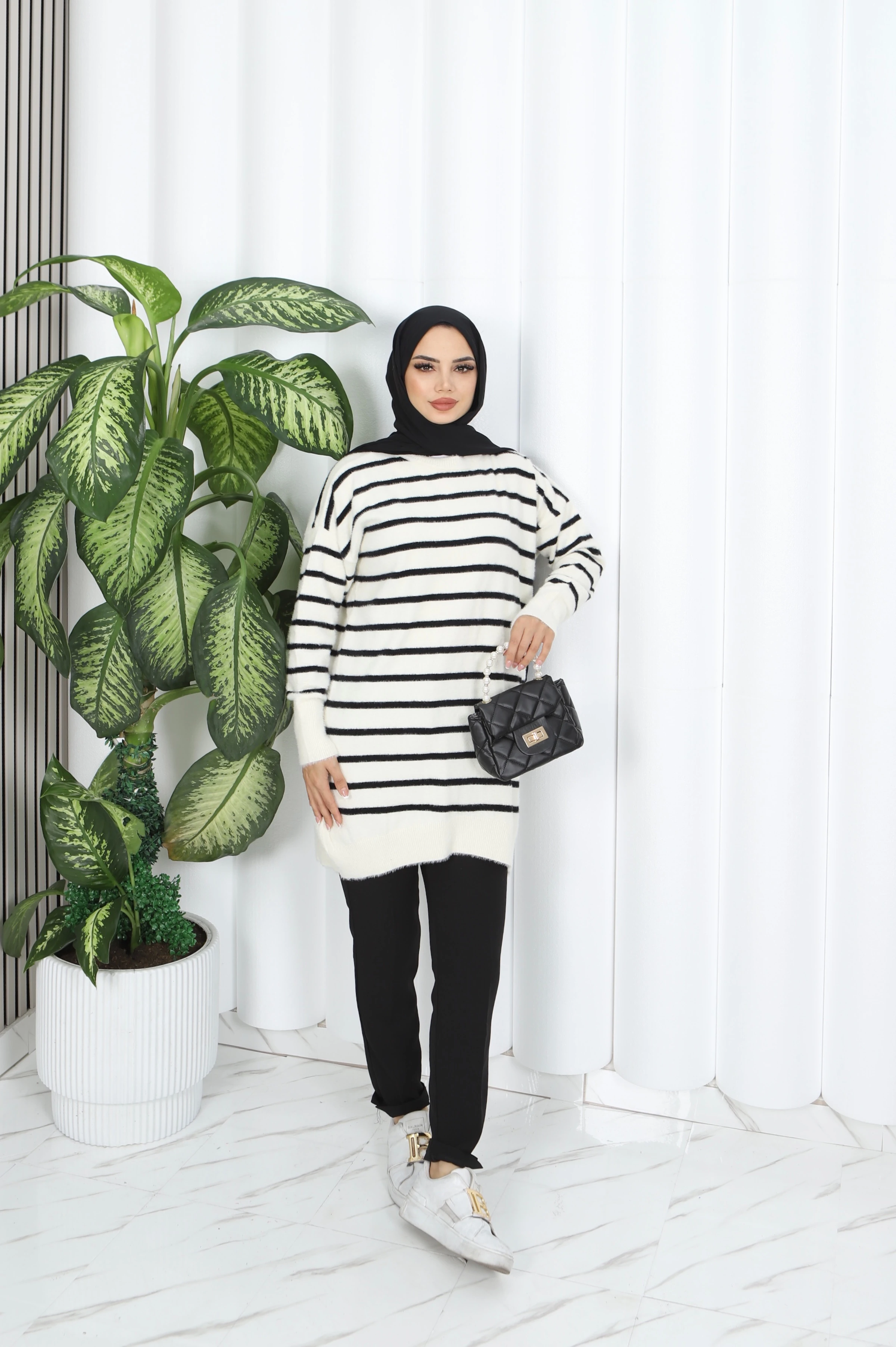 Angora Çizgili Tunik