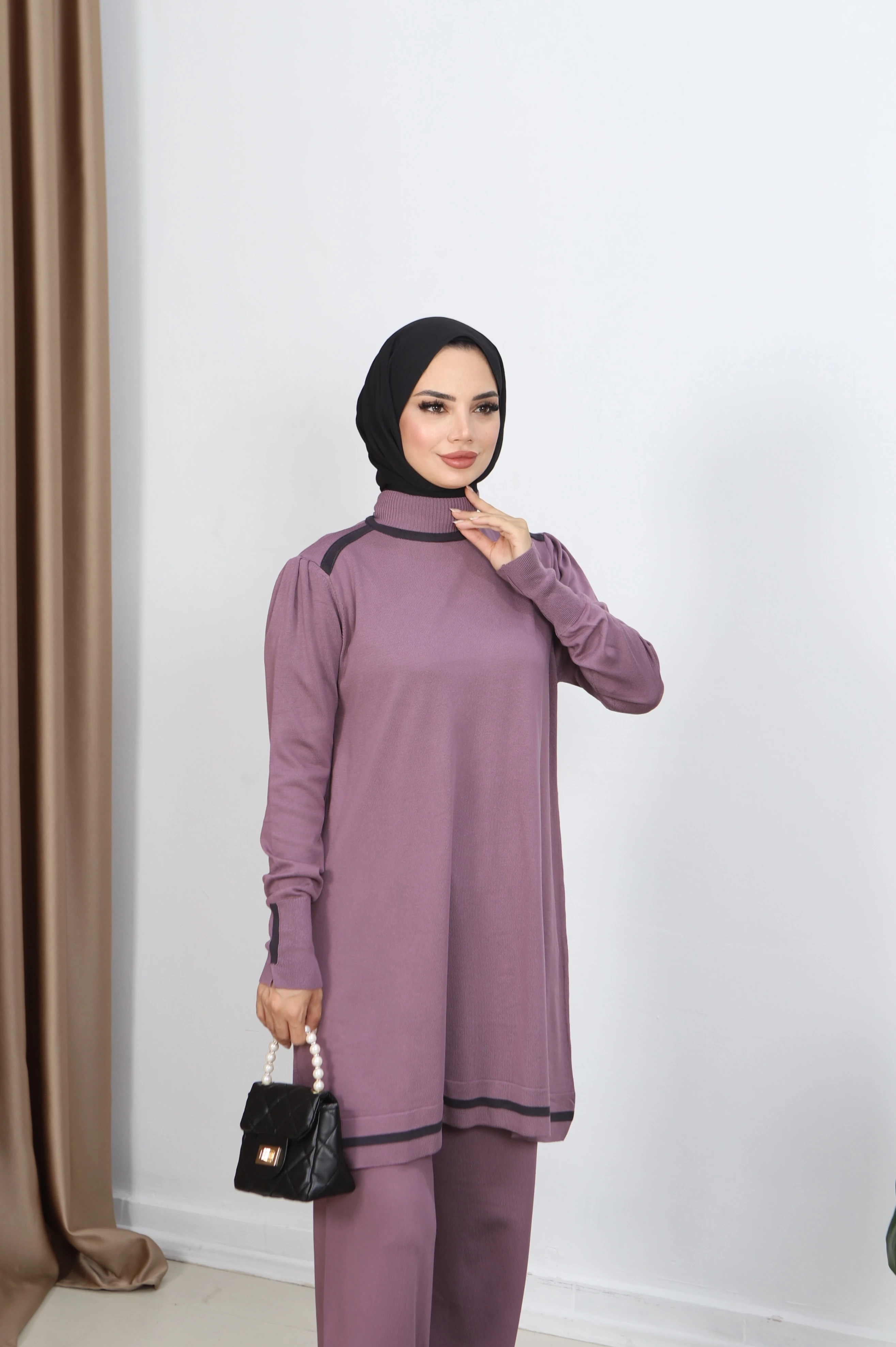 Çift Renkli Merserize Pantolonlu Takım