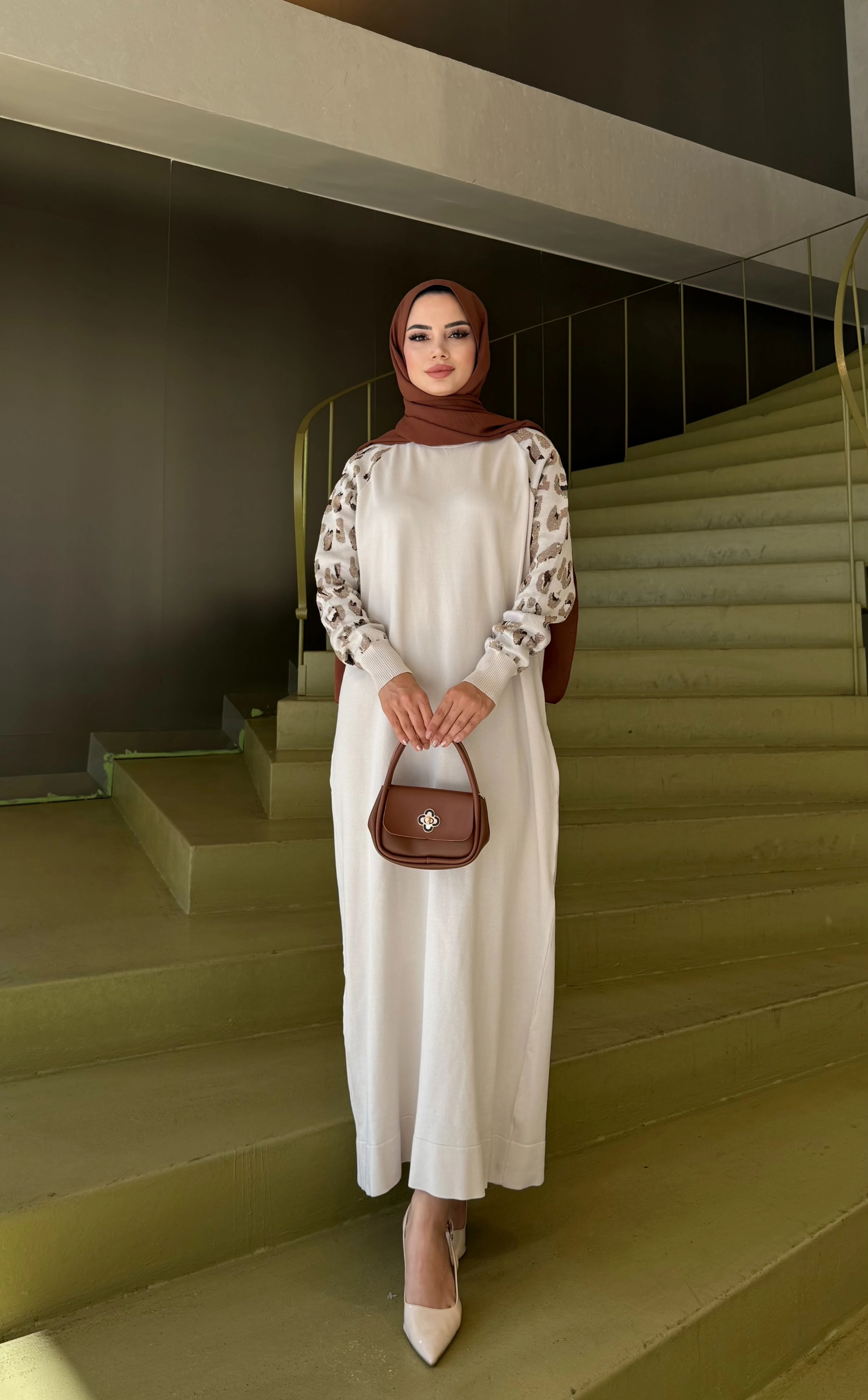 Leopar Desenli Merserize Elbise