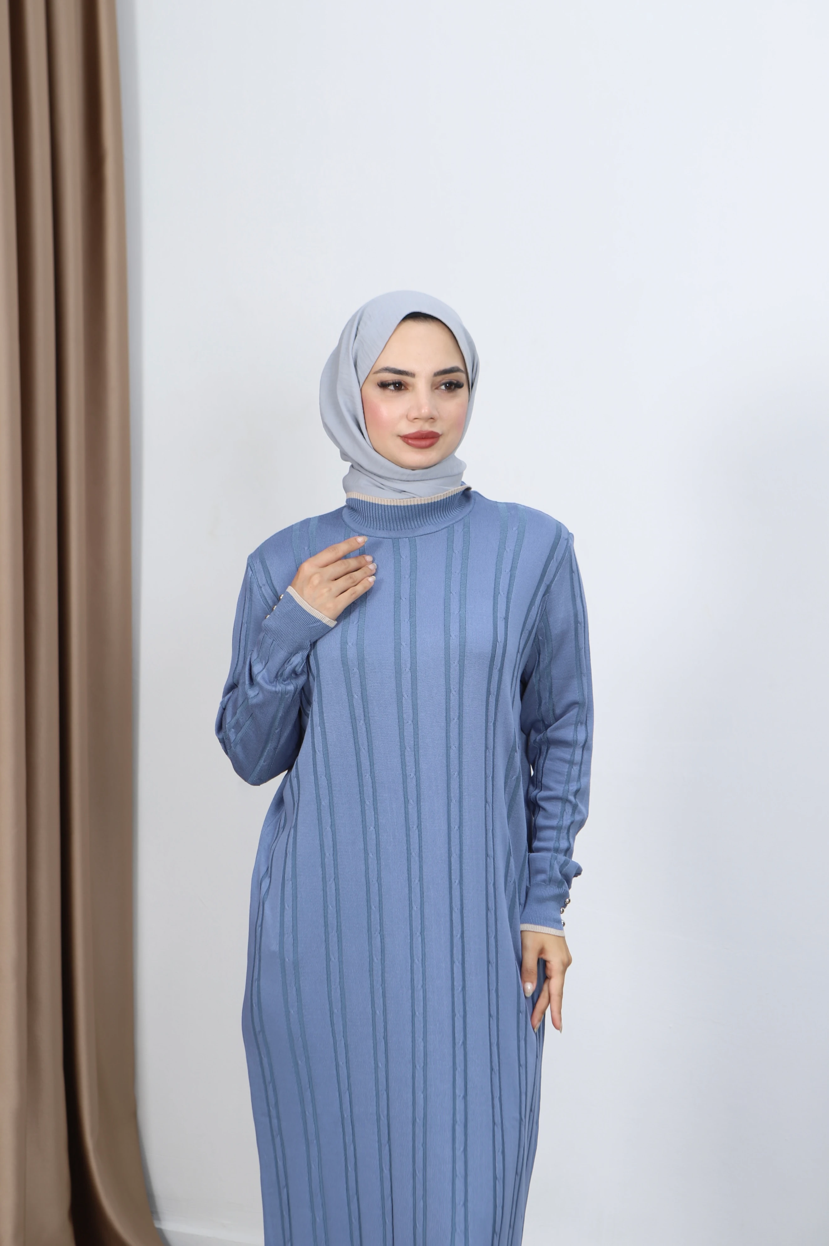 Saç Örgülü Merserize Elbise